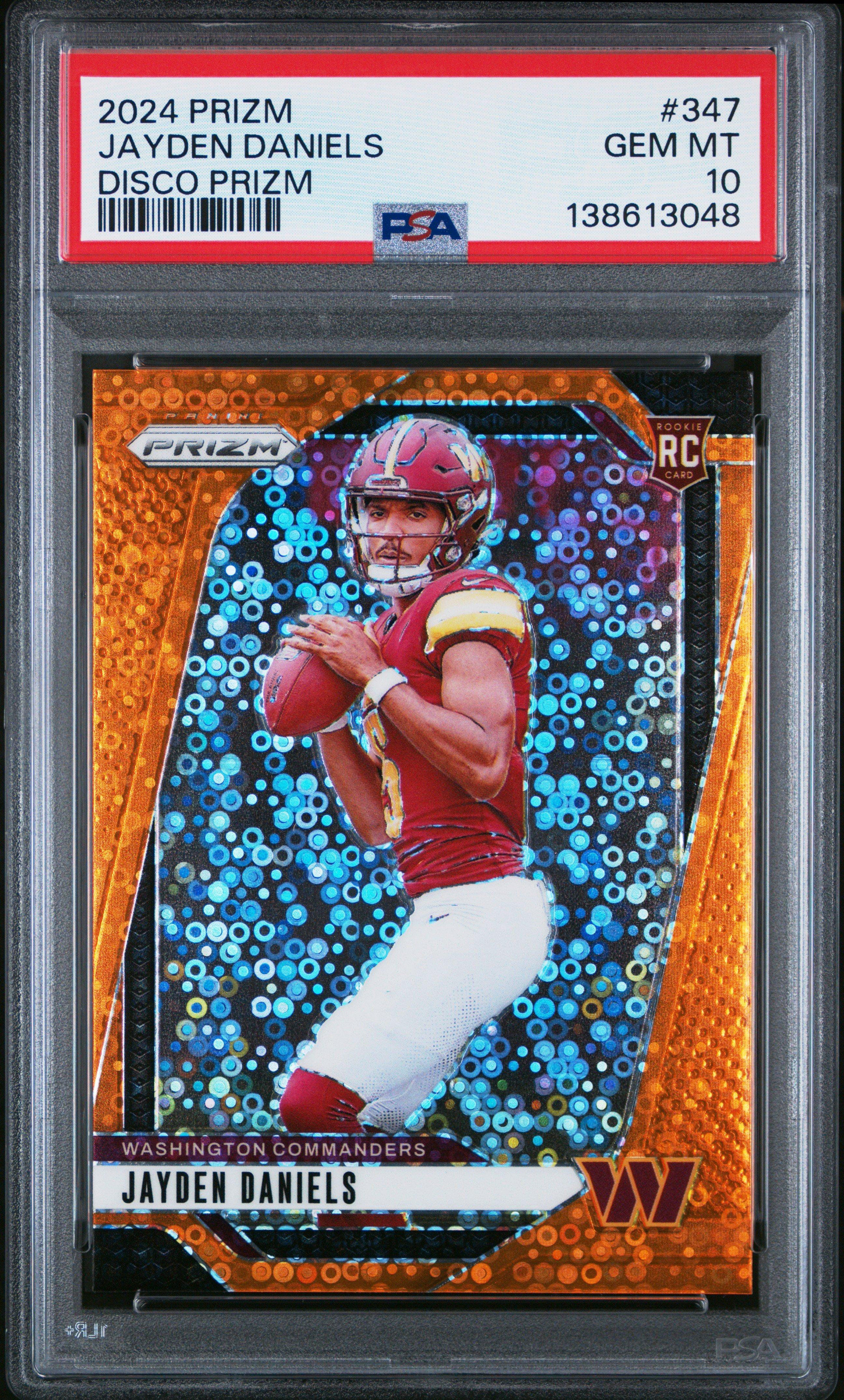 2024 Panini Prizm 347 Jayden Daniels Disco Prizm PSA 10