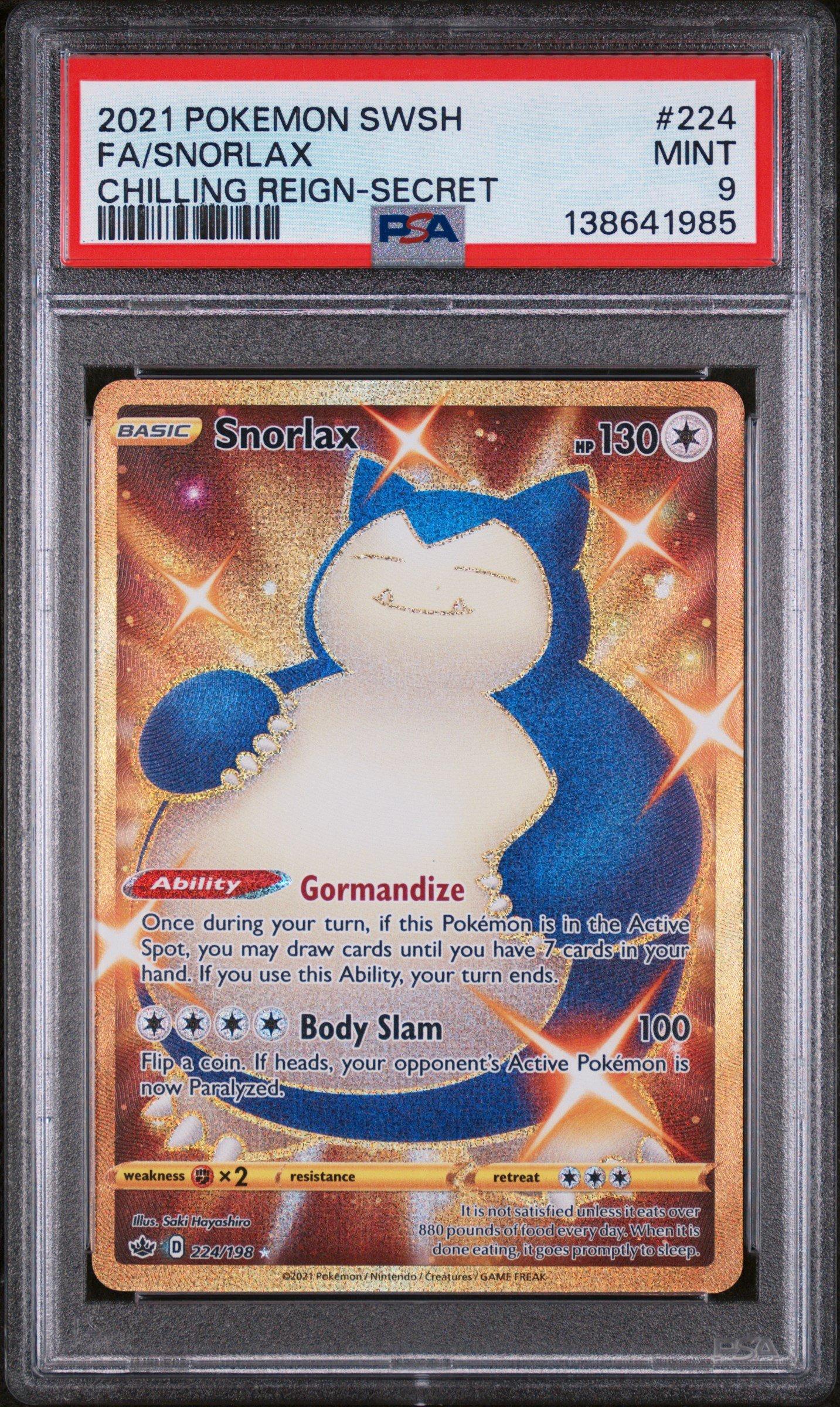 2021 Pokemon Sword & Shield Chilling Reign 224 Full Art/snorlax Secret PSA 9