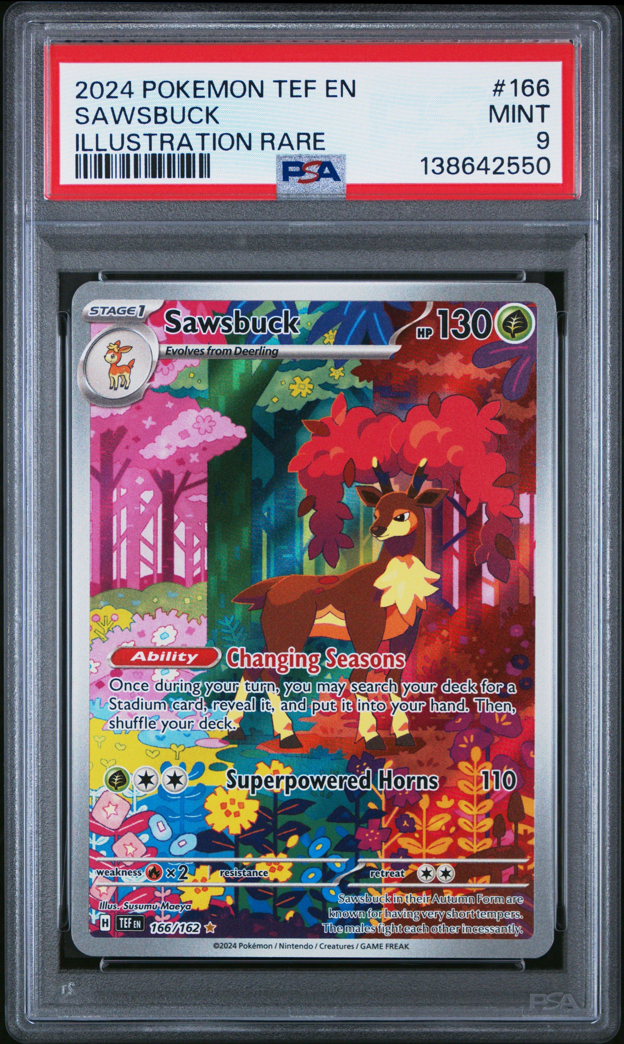 2024 Pokemon Tef En-temporal Forces 166 Sawsbuck Illustration Rare