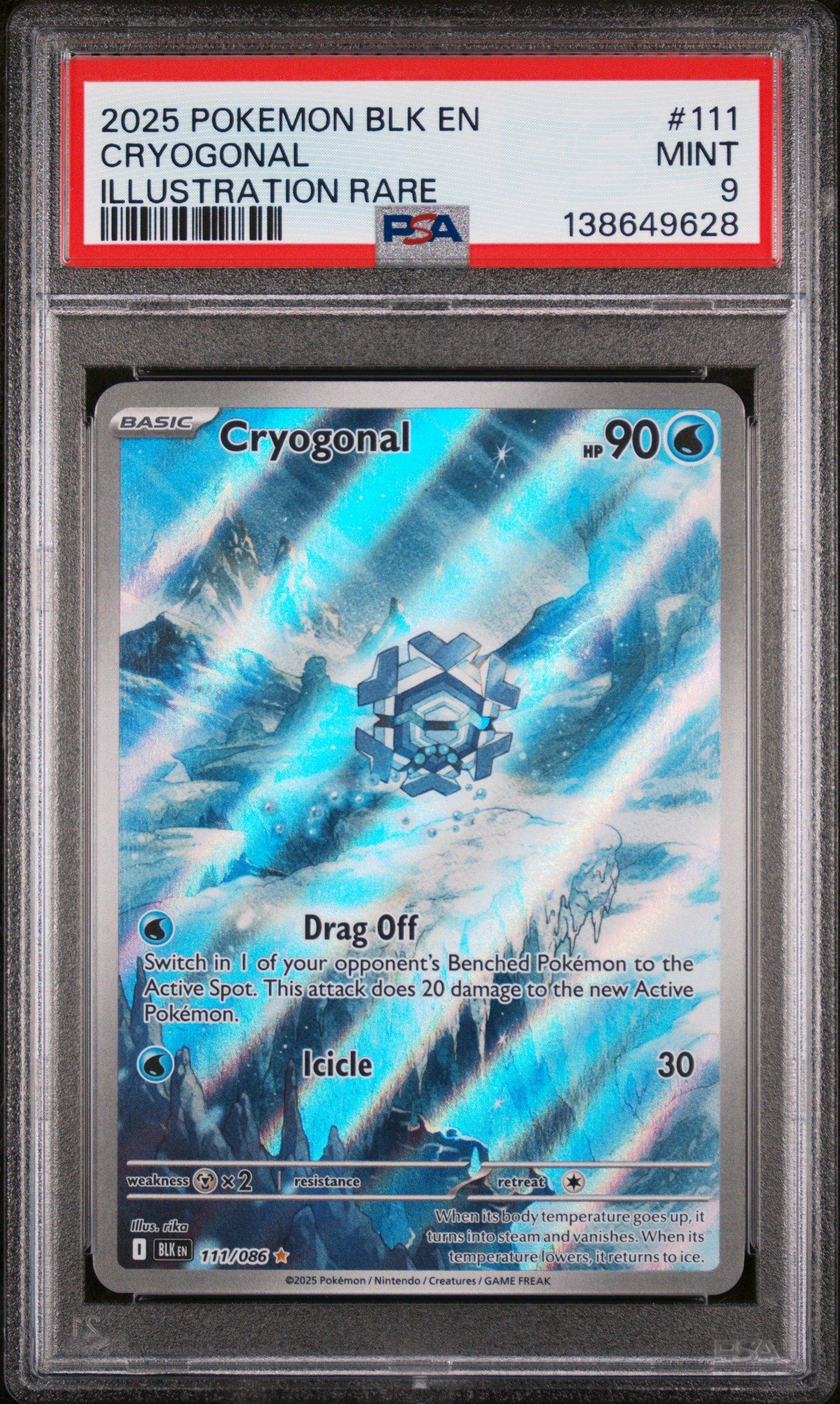 2025 Pokemon Blk En-black Bolt 111 Cryogonal Illustration Rare PSA 9 Graded  Card | GameStop
