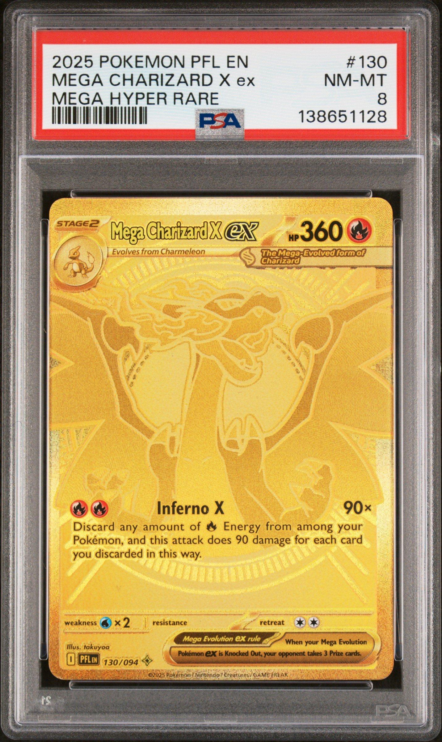 2025 Pokemon Pfl En-phantasmal Flames 130 Mega Charizard X Ex Mega Hyper Rare PSA