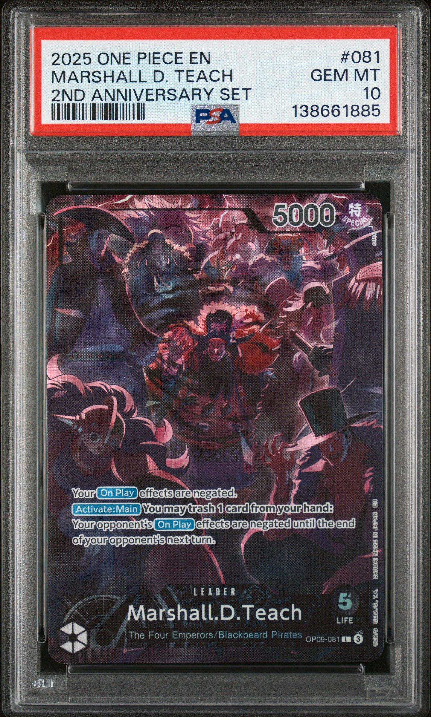 2025 One Piece English Version 2nd Anniversary Set 081 Marshall D. Teach  PSA 10 Graded Card | GameStop