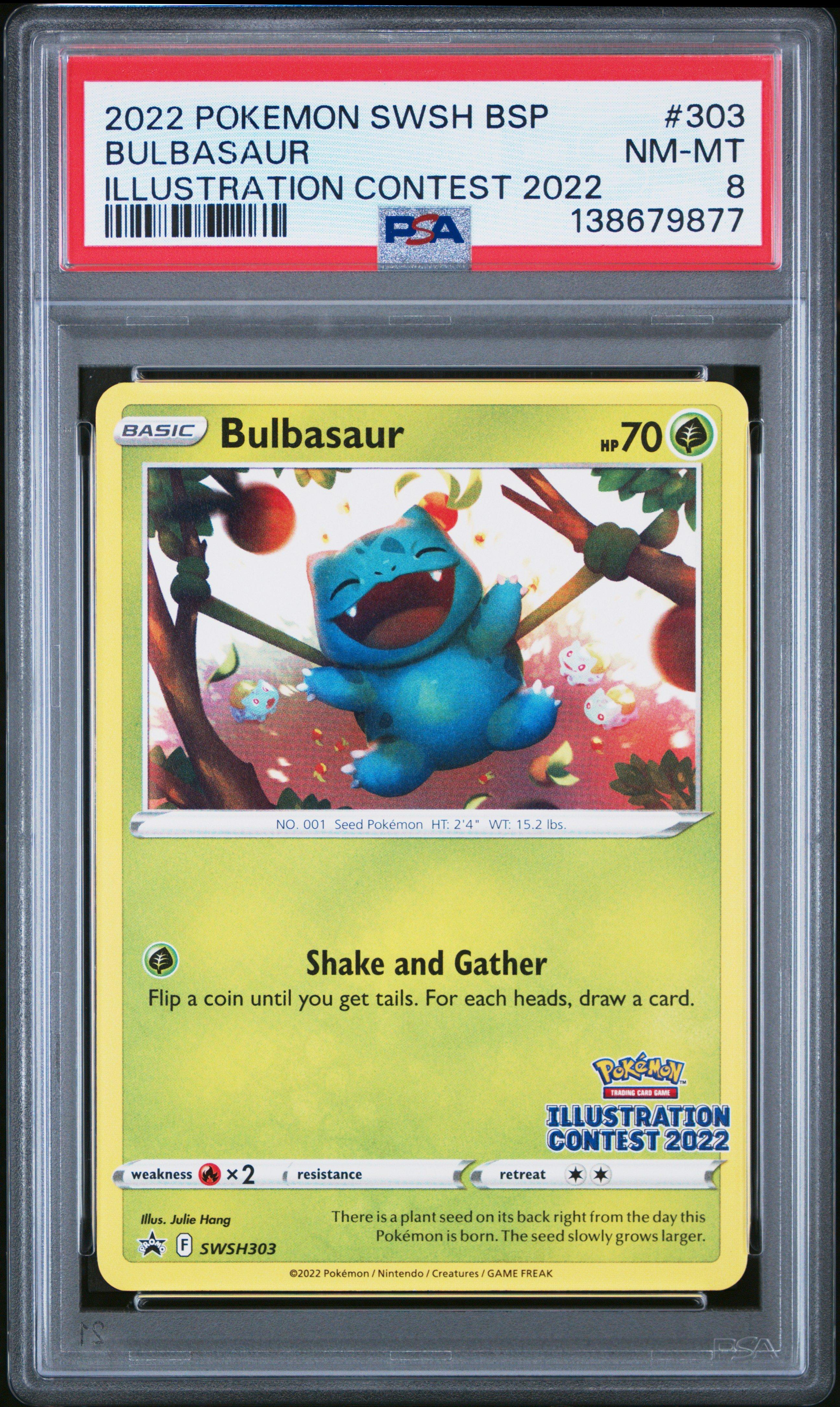 2022 Pokemon Swsh Black Star Promo 303 Bulbasaur Illustration Contest 2022 PSA 8