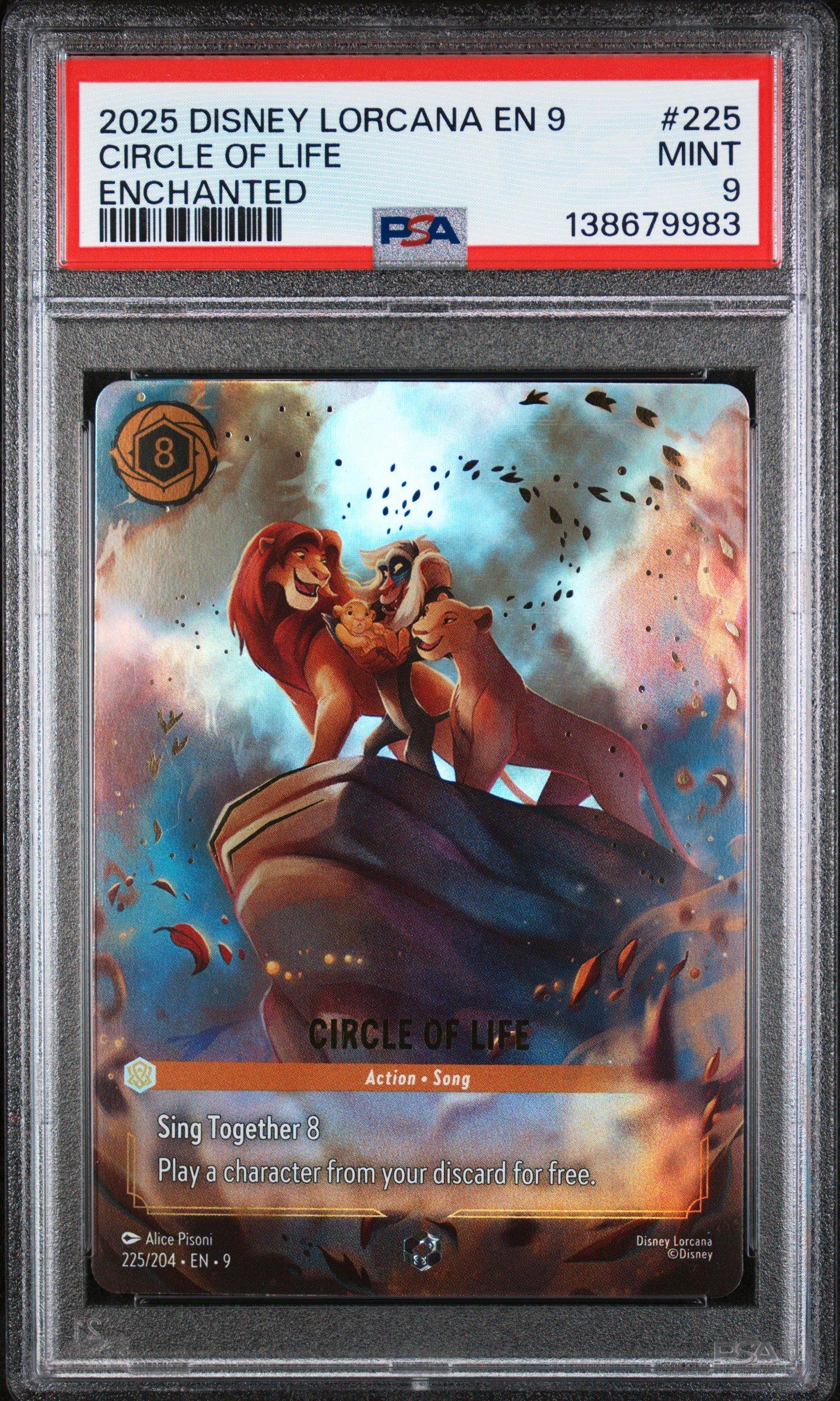 2025 Disney Lorcana En 9-fabled 225 Circle Of Life Enchanted PSA 9