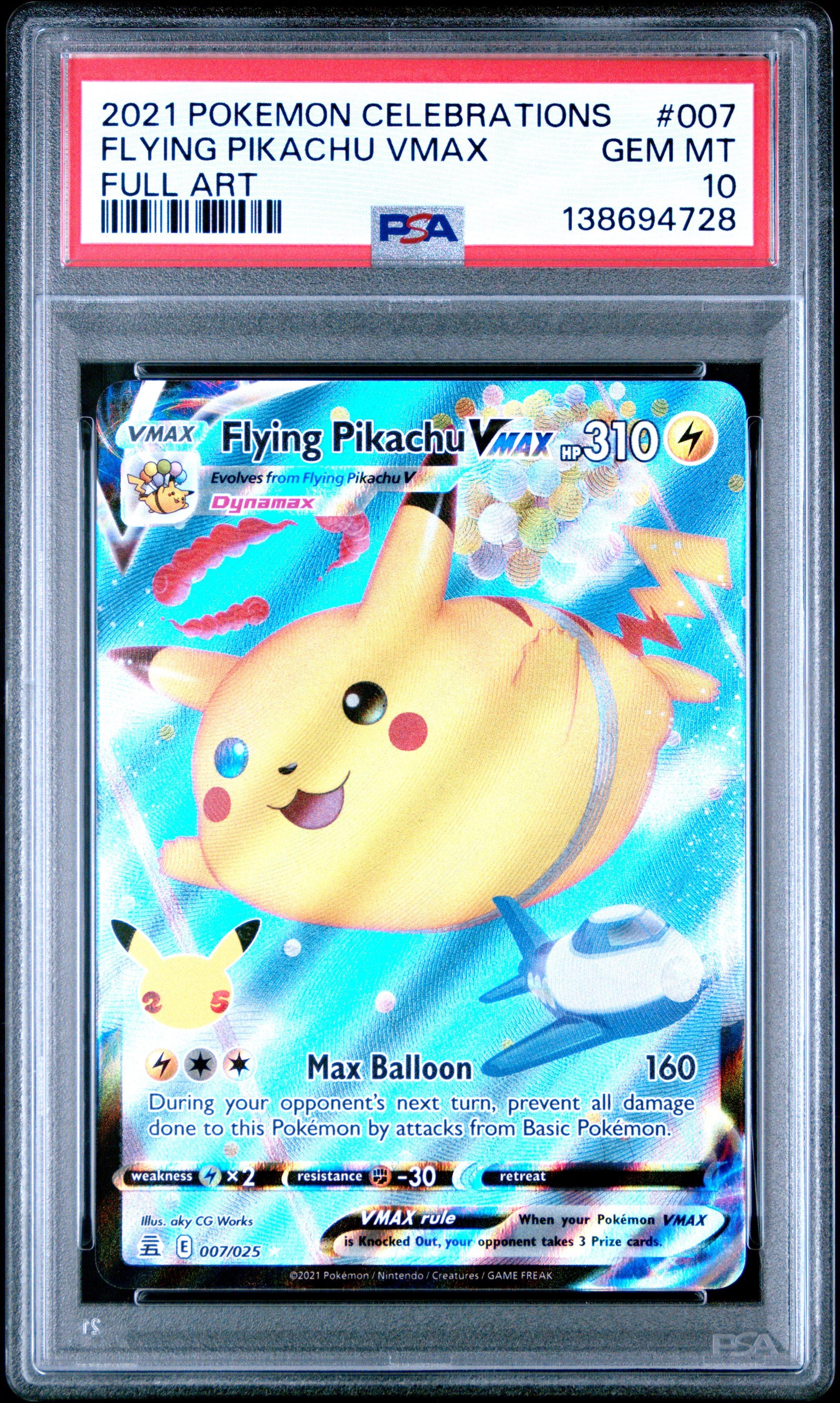 2021 Pokemon Celebrations 007 Full Art/flying Pikachu Vmax PSA 10
