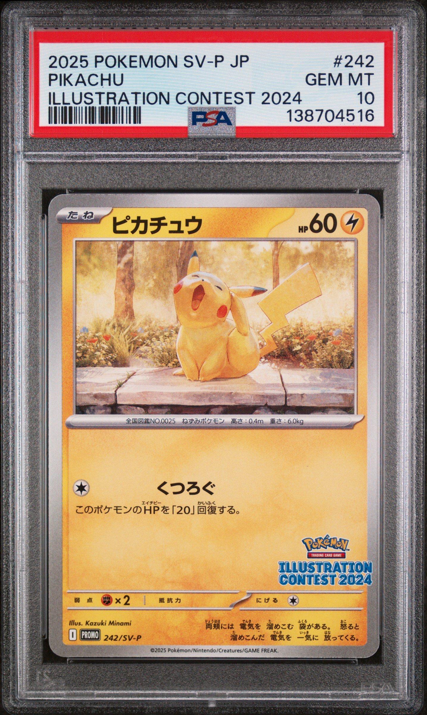 2025 Pokemon Japanese Sv-p Promo 242 Pikachu Illustration Contest 2024 PSA