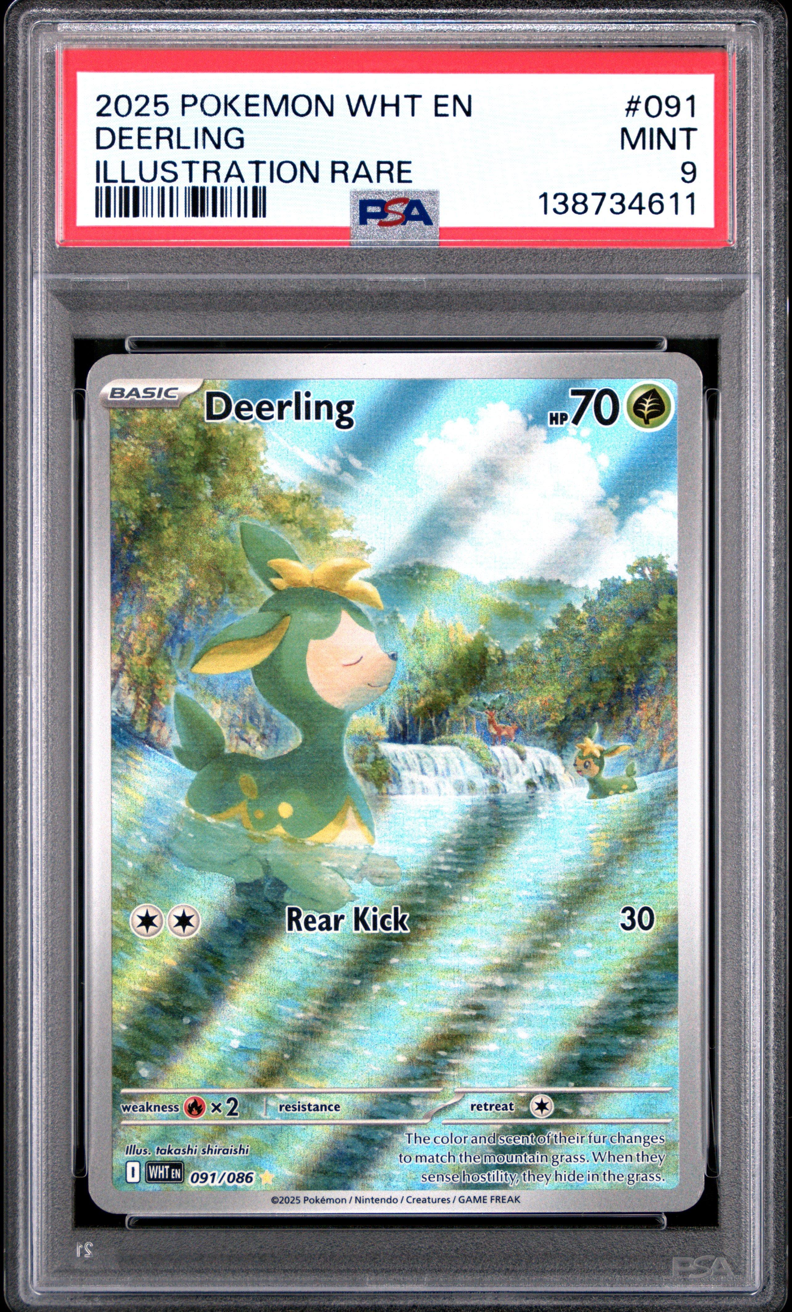 deerling pokemon card value 2025 Pokemon Wht En-white Flare 091 Deerling Illustration Rare PSA 9 Graded  Card