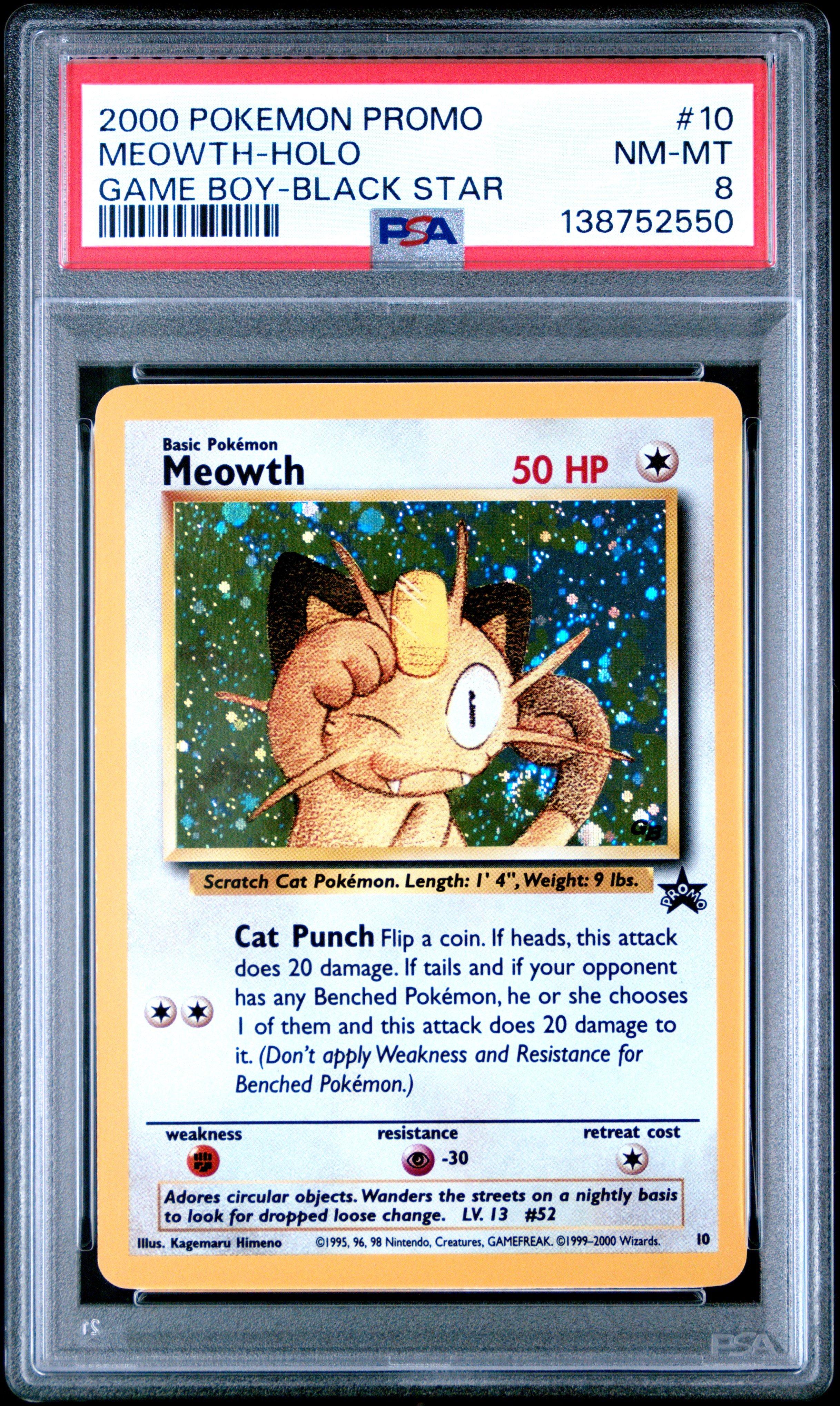 2000 Pokemon Promo Black Star 10 Meowth-holo Game Boy PSA