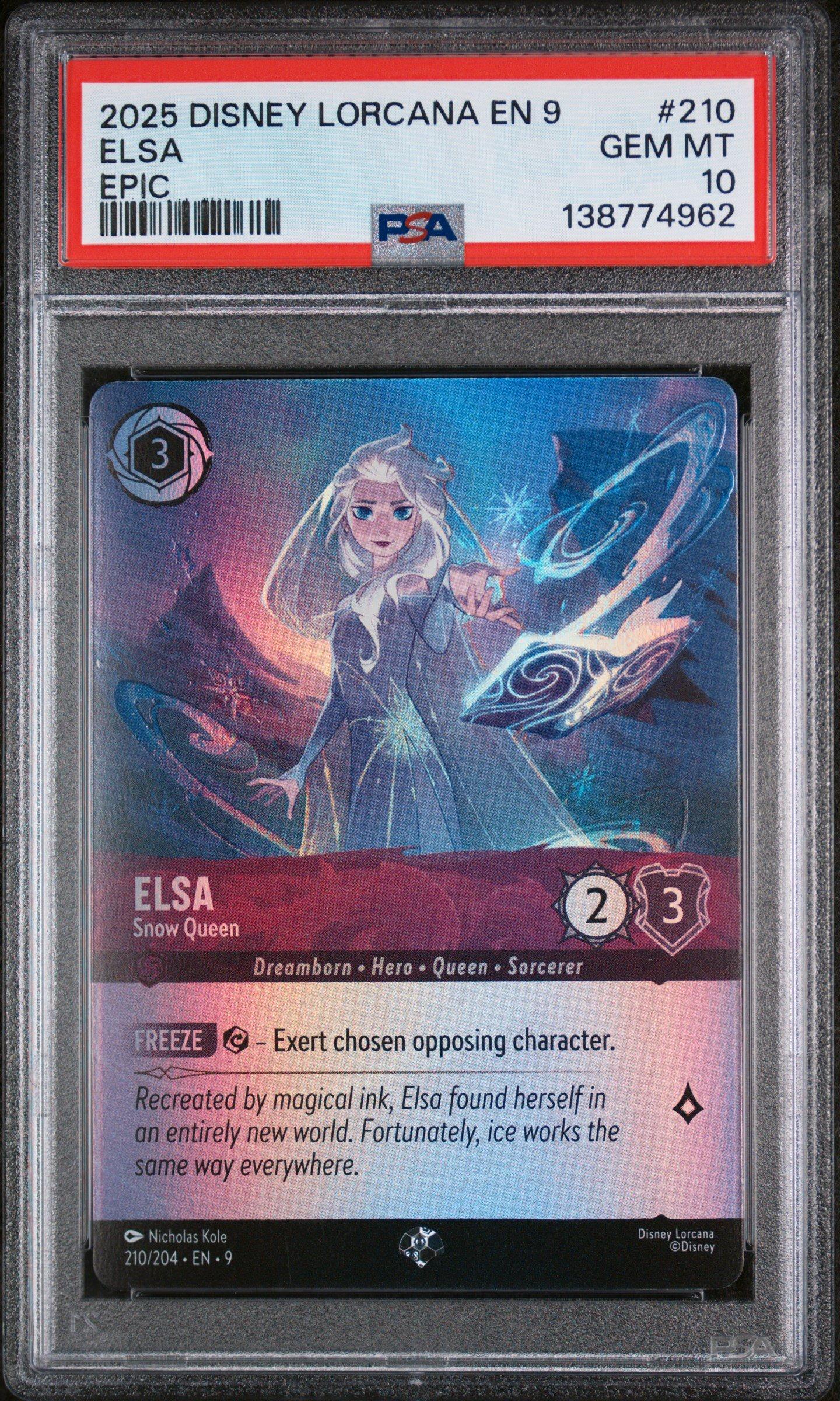2025 Disney Lorcana En 9-fabled 210 Elsa - Snow Queen Epic PSA 10