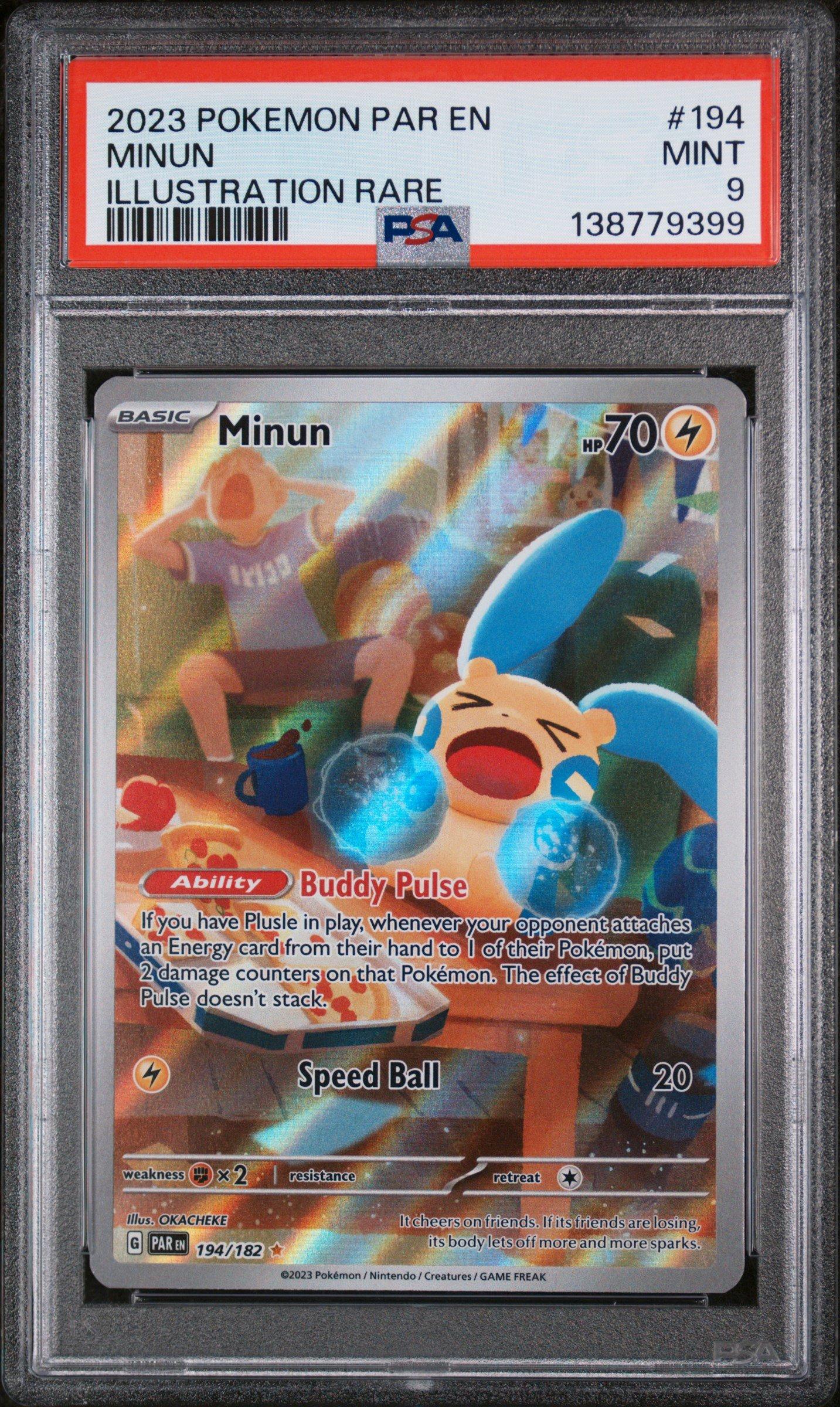 2023 Pokemon Par En-paradox Rift 194 Minun Illustration Rare PSA 9