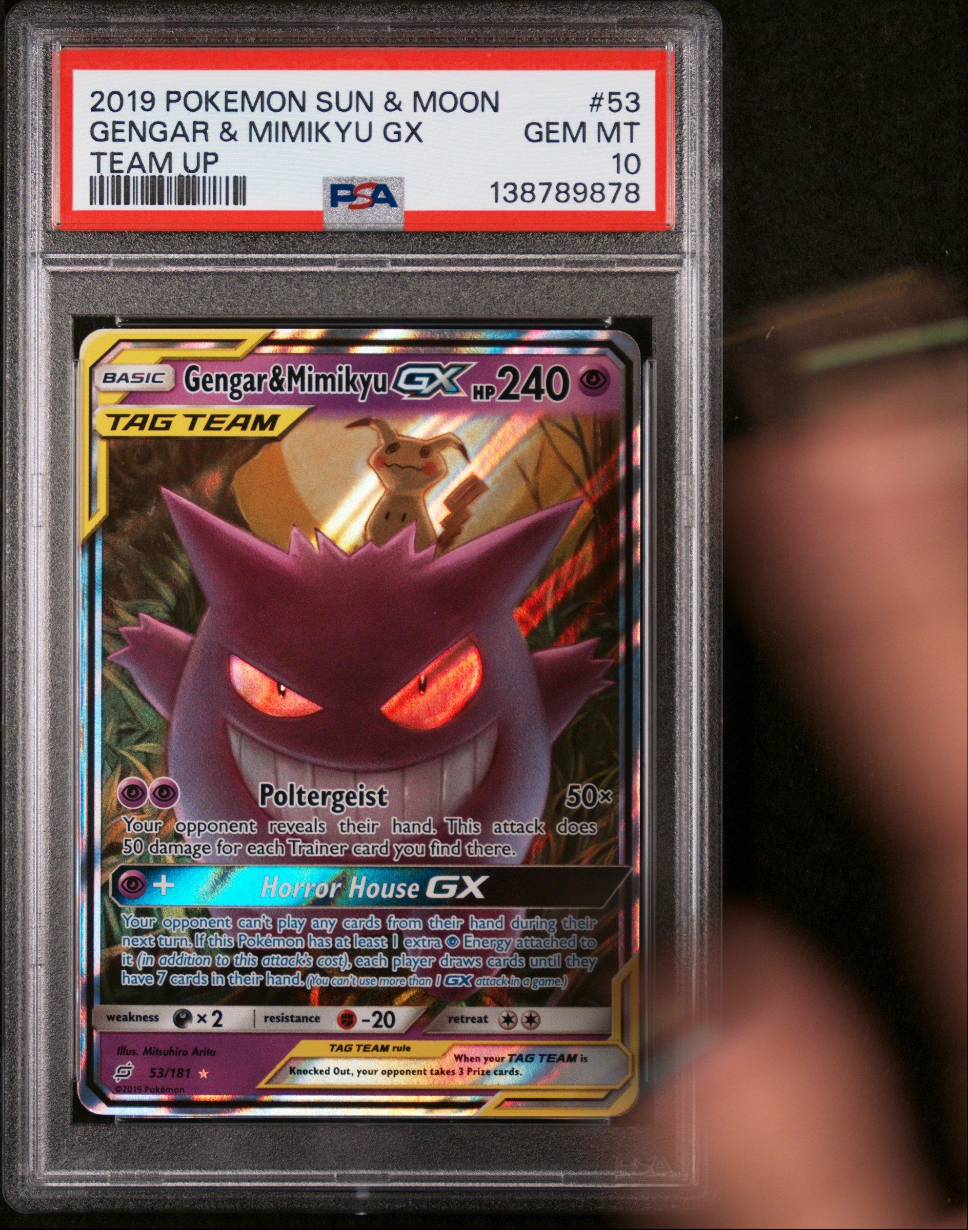 2019 Pokemon Sun & Moon Team Up 53 Gengar & Mimikyu Gx PSA 10