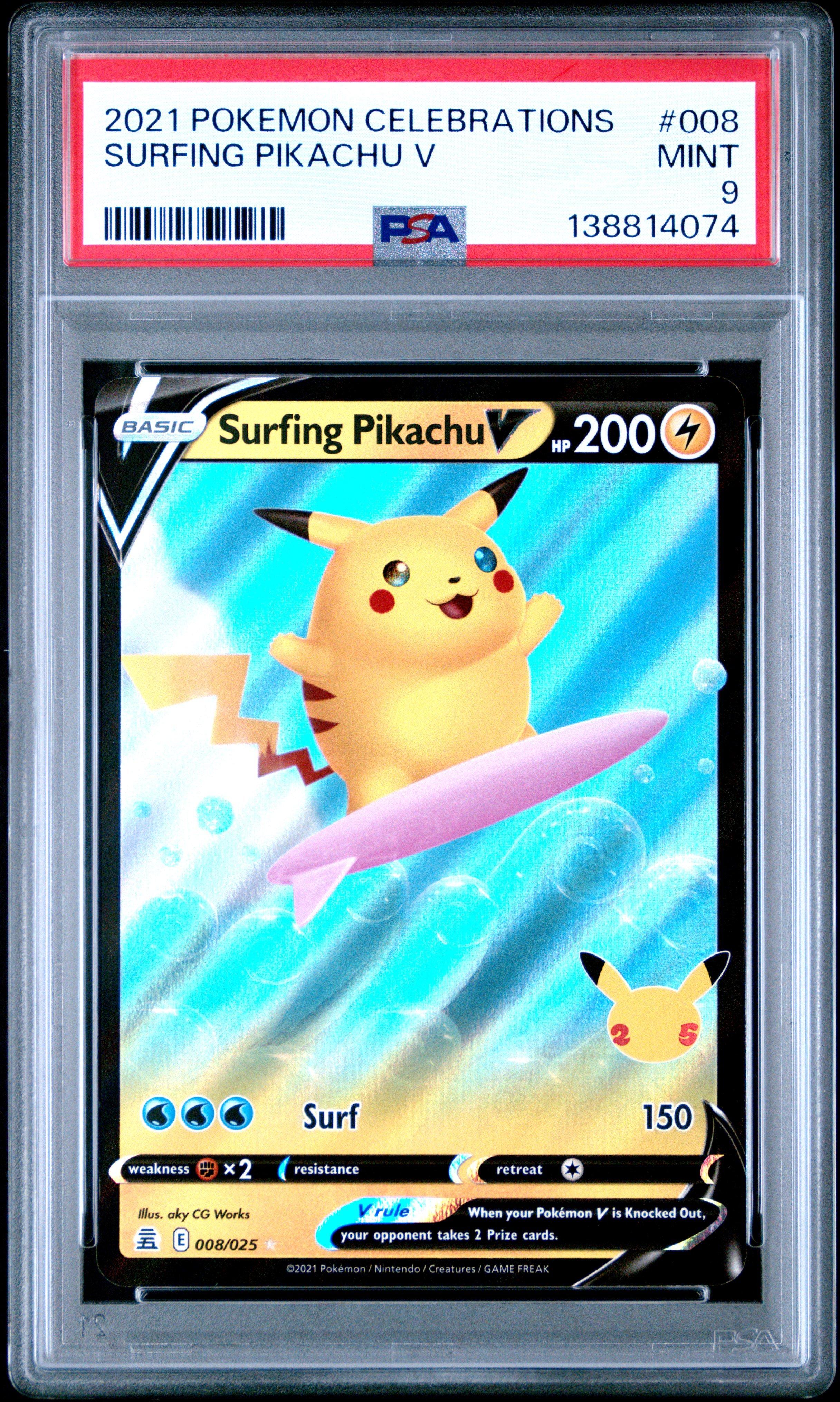 2021 Pokemon Celebrations ピカチュウ PSA 9 2021 Pokemon Celebrations 008 Surfing Pikachu V PSA 9 Graded Card