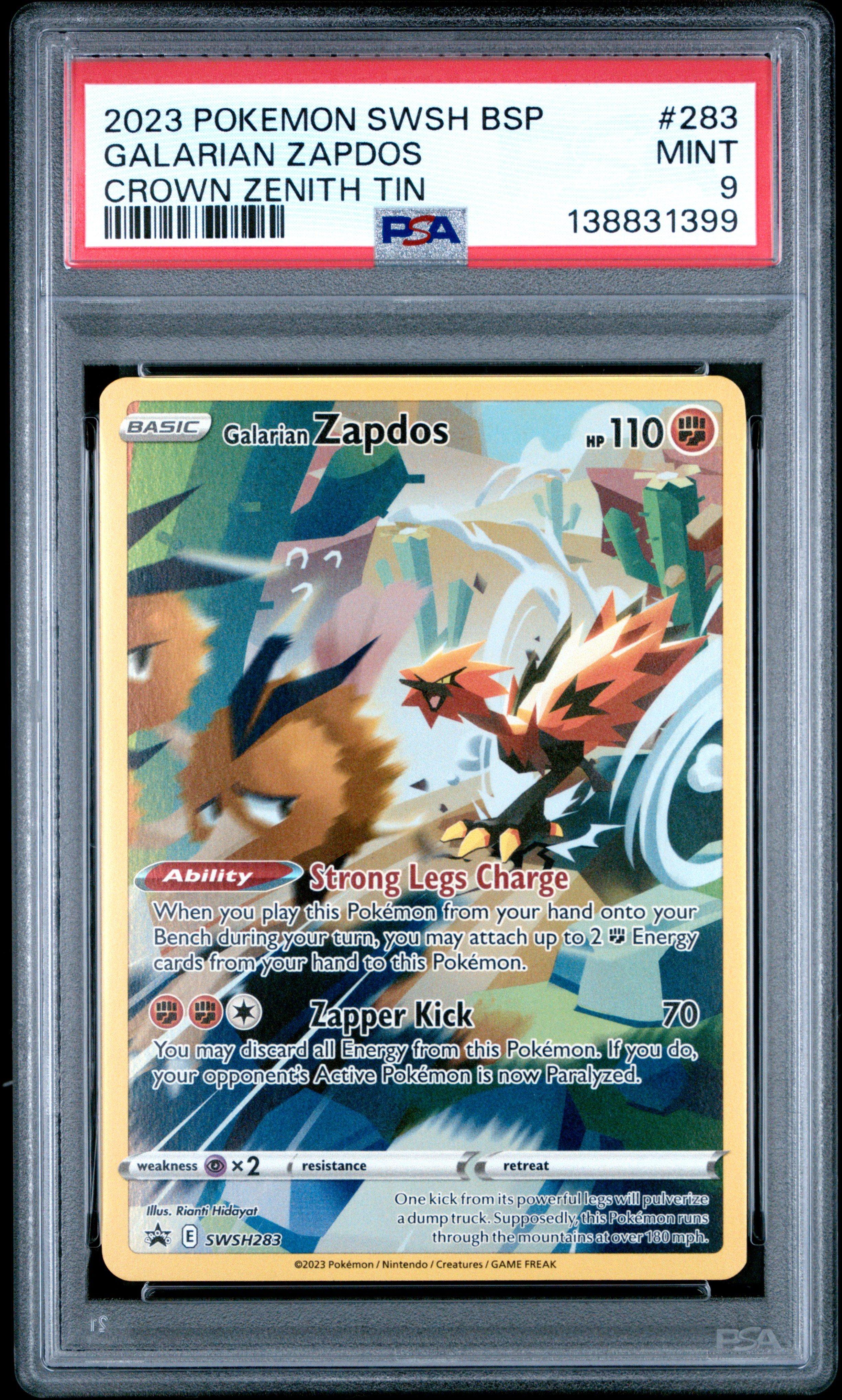 2023 Pokemon Swsh Black Star Promo 283 Galarian Zapdos Crown