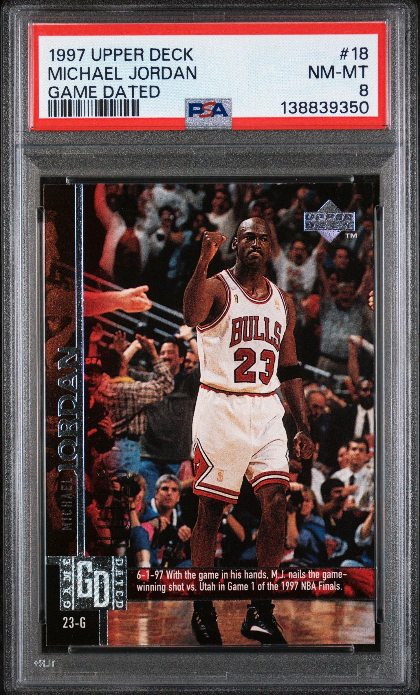 1997 Upper Deck 18 Michael Jordan Game Dated Memorable Moments PSA