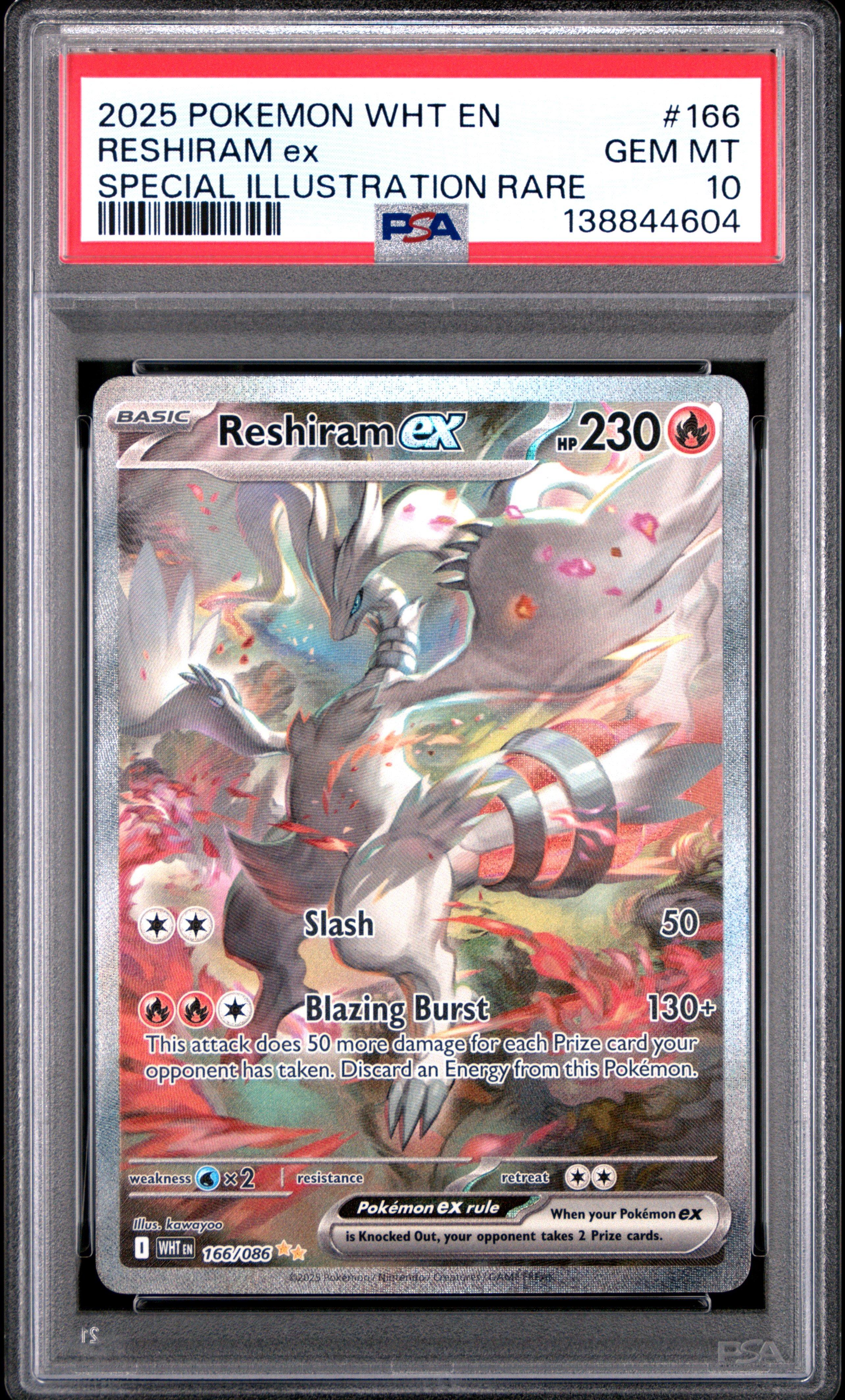 2025 Pokemon Wht En-white Flare 166 Reshiram Ex Special