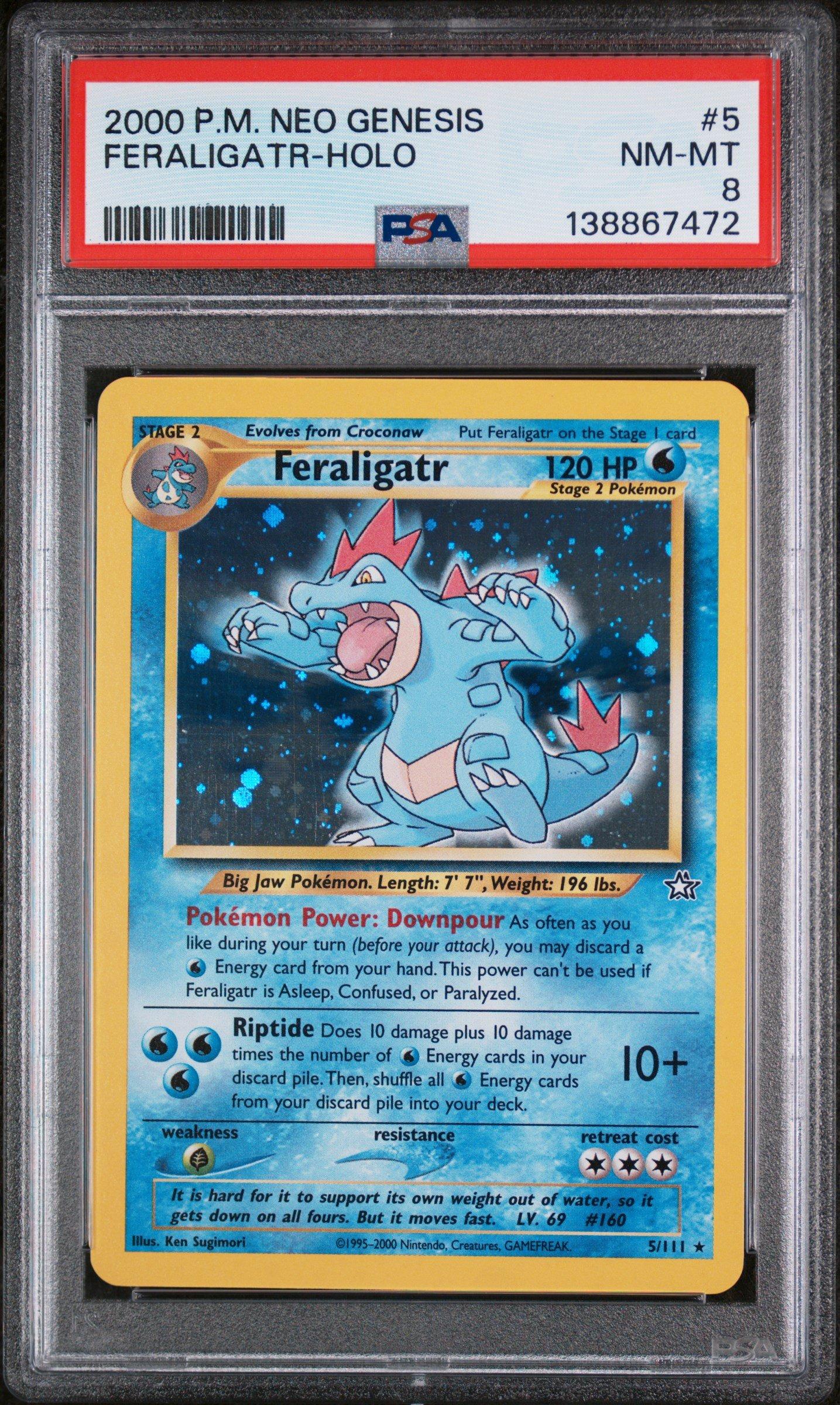 2000 Pokemon Neo Genesis 5 Feraligatr-holo PSA 8 Graded Card