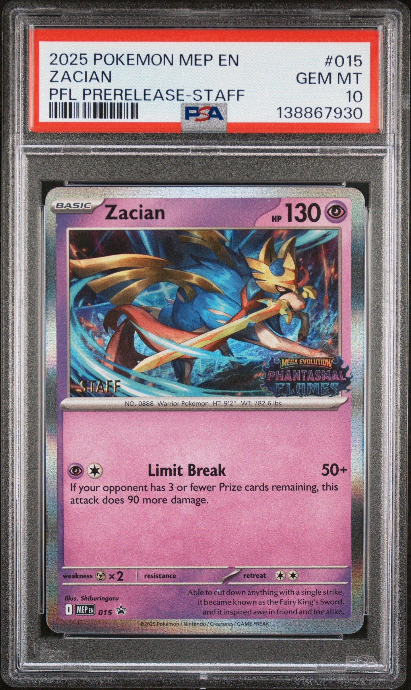 2025 Pokemon Mep En-me Black Star Promo 015 Zacian Phantasmal