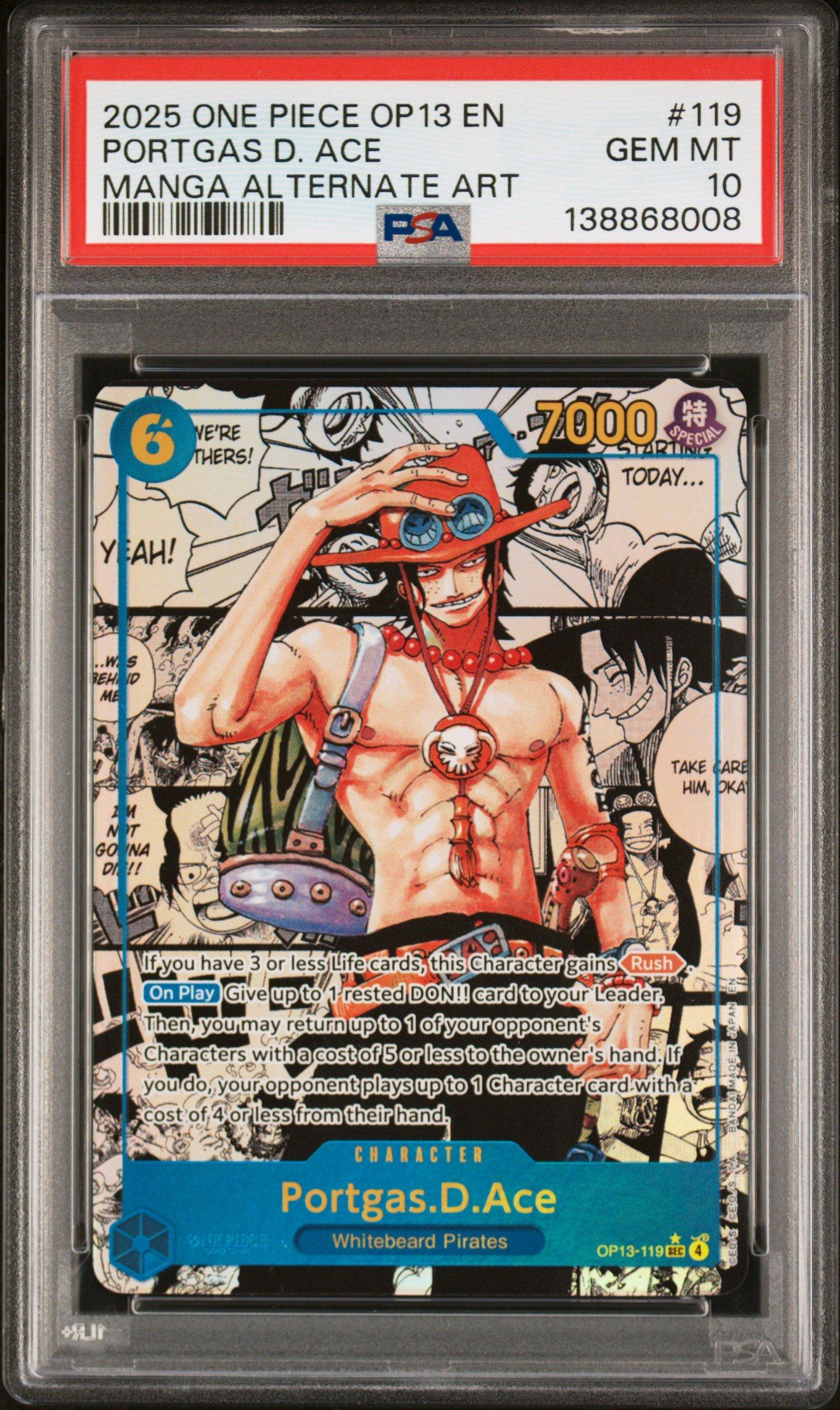 2025 スカイ・ストライカーACE-ゼロ PSA 10 2025 One Piece Op13-carrying On His Will 119 Portgas D. Ace Manga