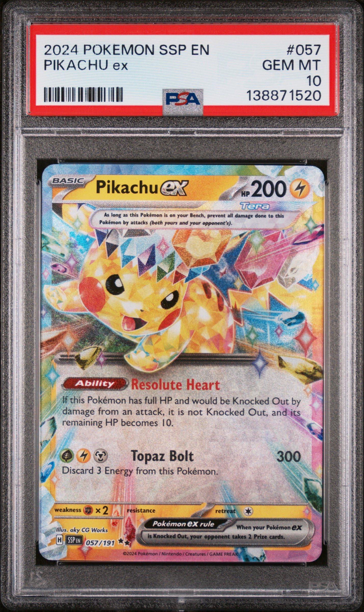 2024 Pokemon Ssp En-surging Sparks 057 Pikachu Ex PSA 10 Graded