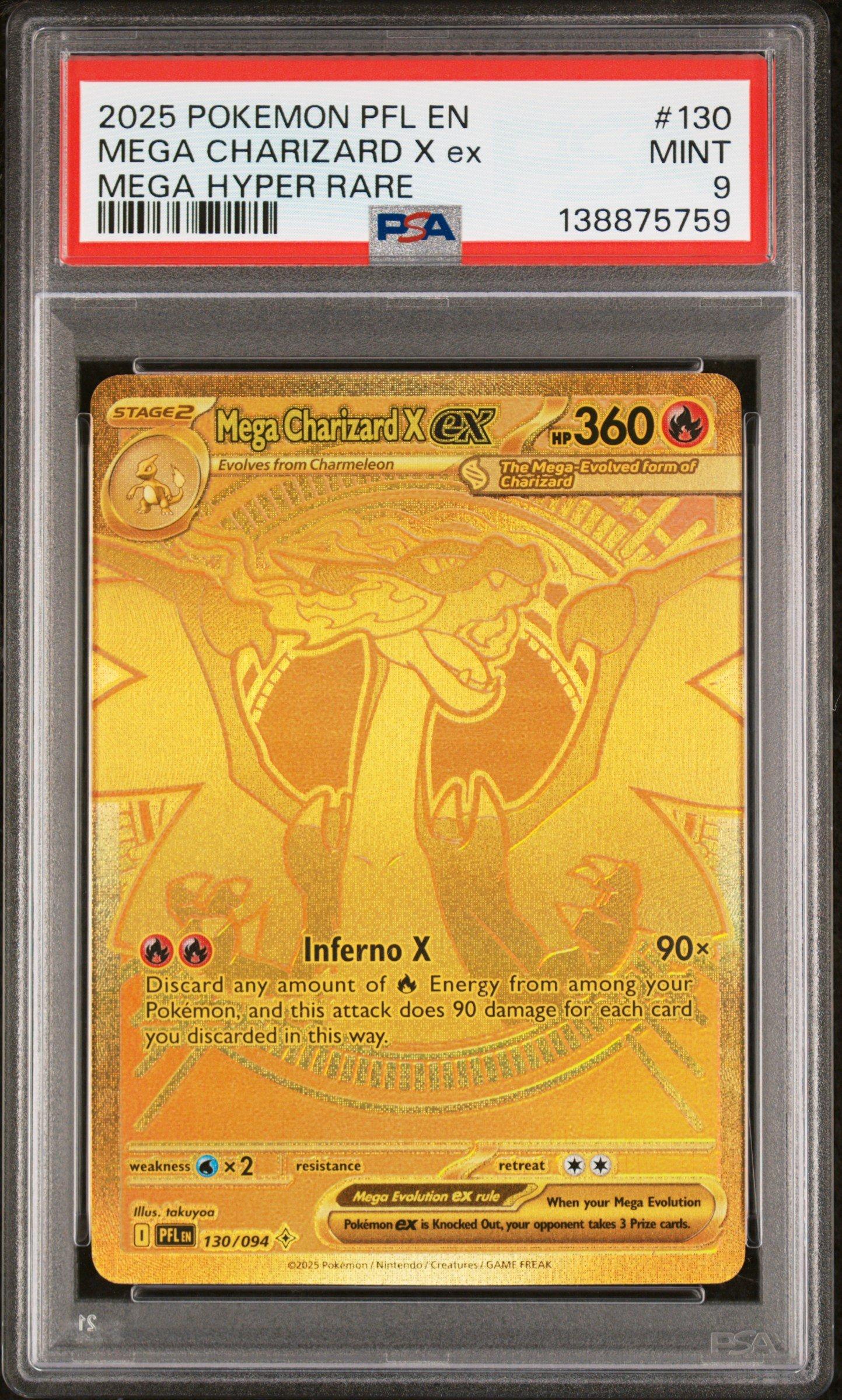 2025 Pokemon Pfl En-phantasmal Flames 130 Mega Charizard X Ex Mega