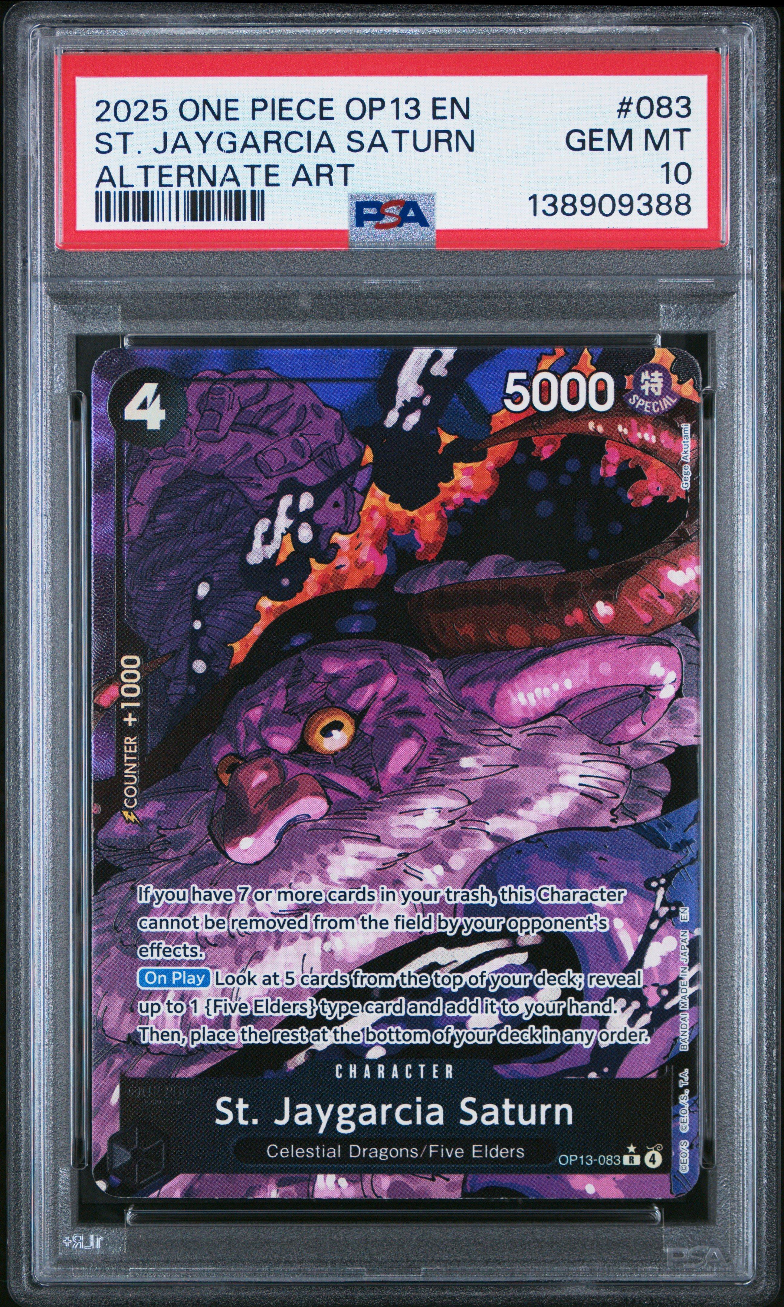 2025 One Piece Op13-carrying On His Will 083 St. Jaygarcia Saturn Alternate Art PSA 10