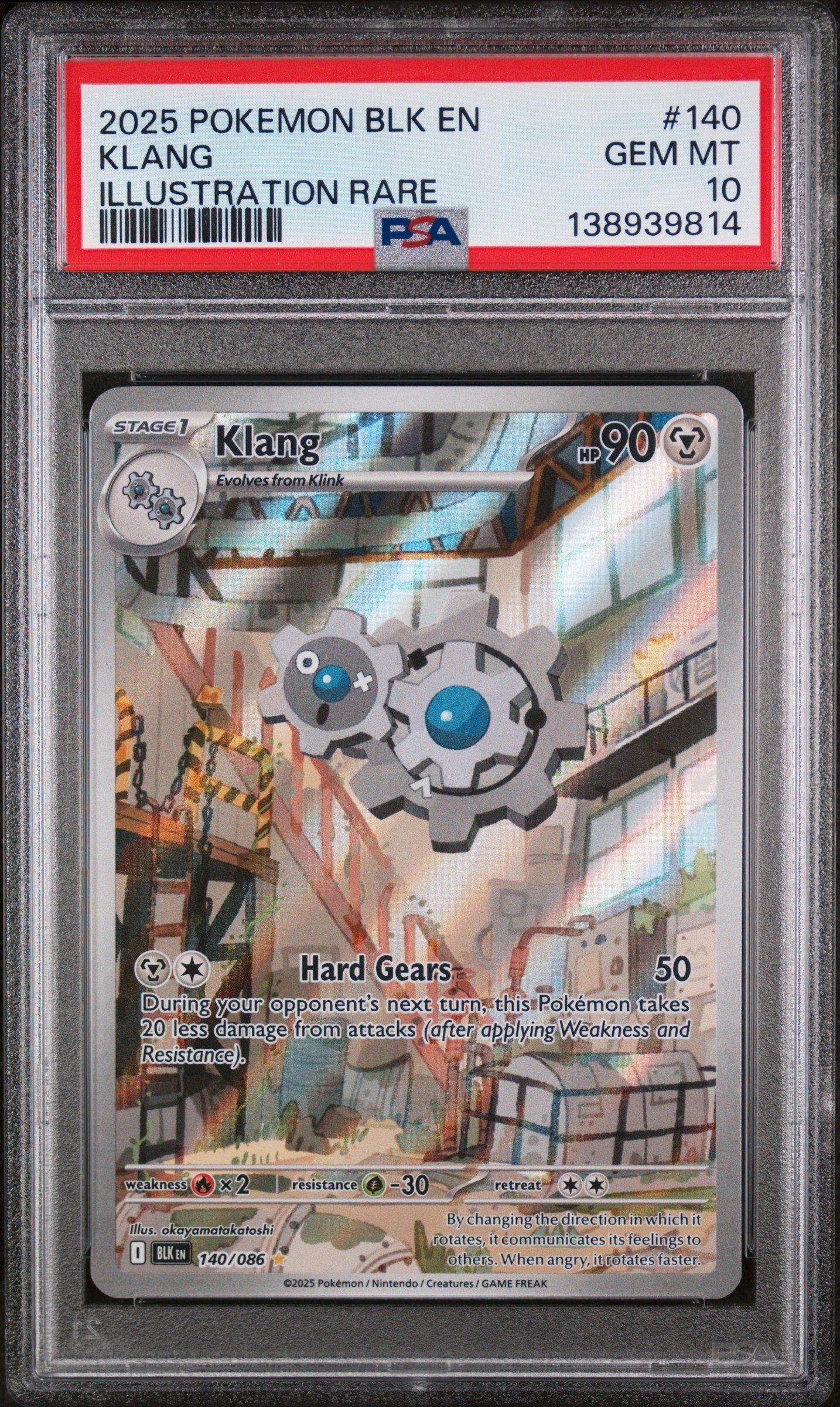2025 Pokemon Blk En-black Bolt 140 Klang Illustration Rare PSA 10