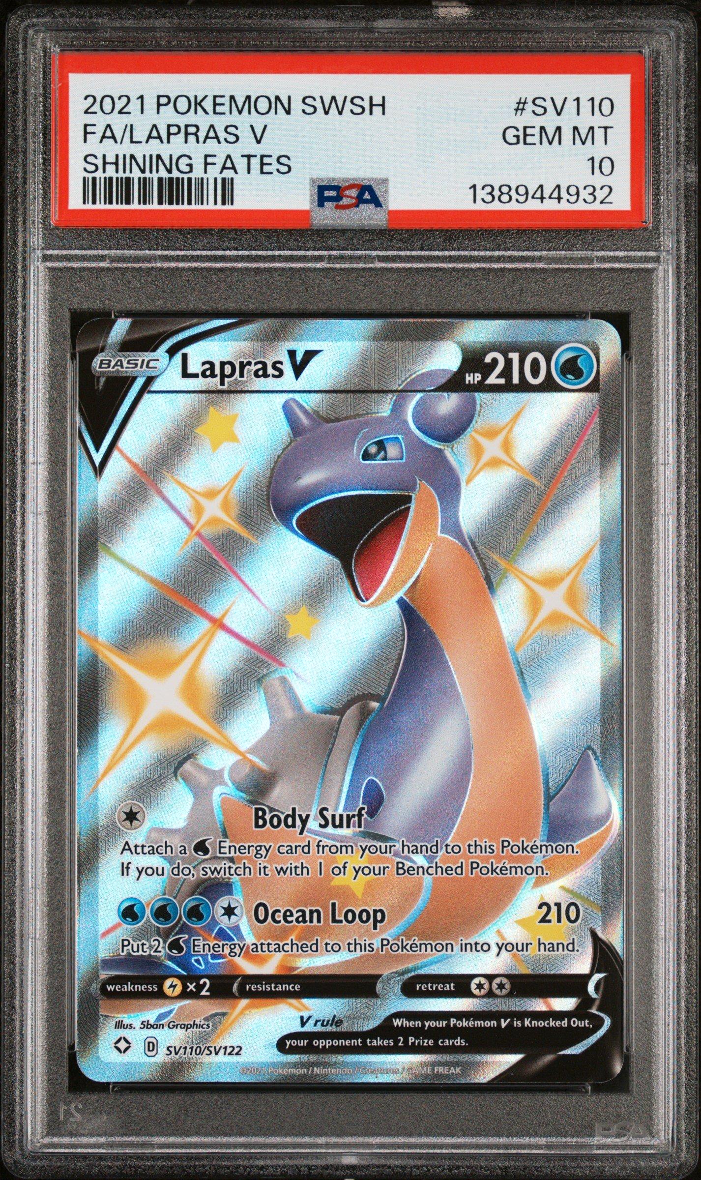 2021 Pokemon Sword & Shield Shining Fates Sv110 Full Art/lapras V