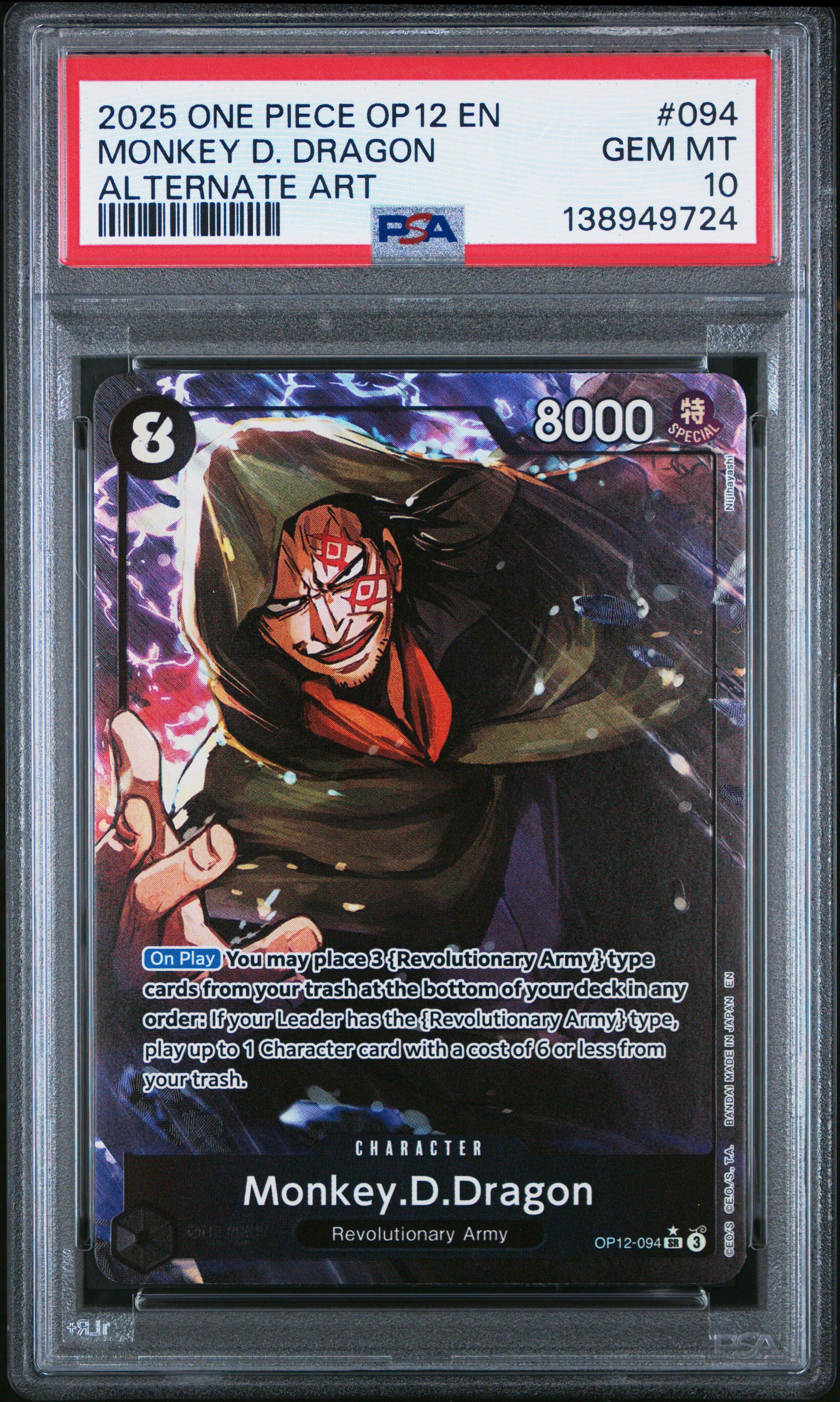 2025 One Piece Op12-legacy Of The Master 094 Monkey D. Dragon Alternate Art  PSA 10 Graded Card | GameStop