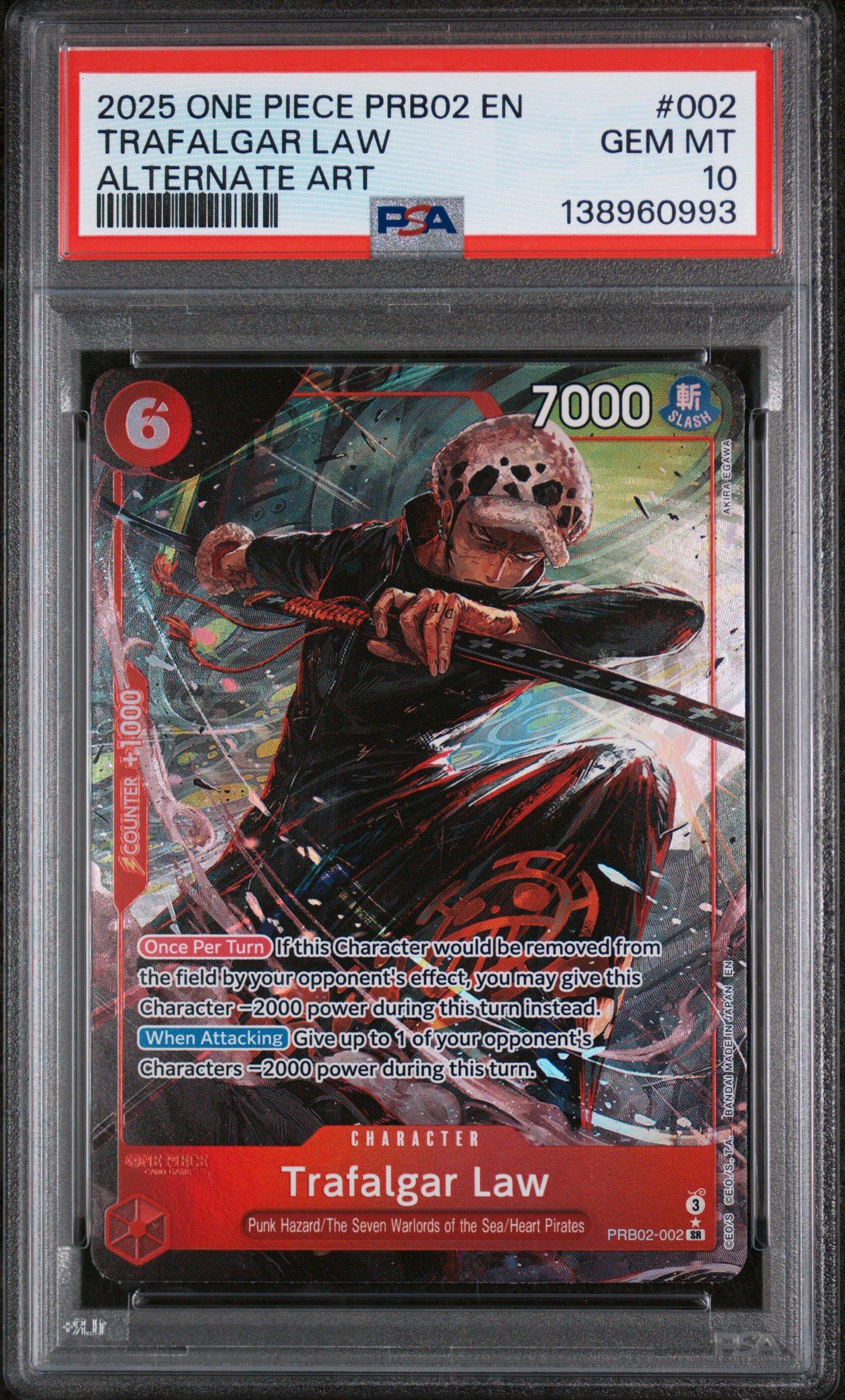 2025 One Piece Prb02-premium Booster -one Piece Card The Best- Vol.2 002 Trafalgar Law Alternate Art PSA 10
