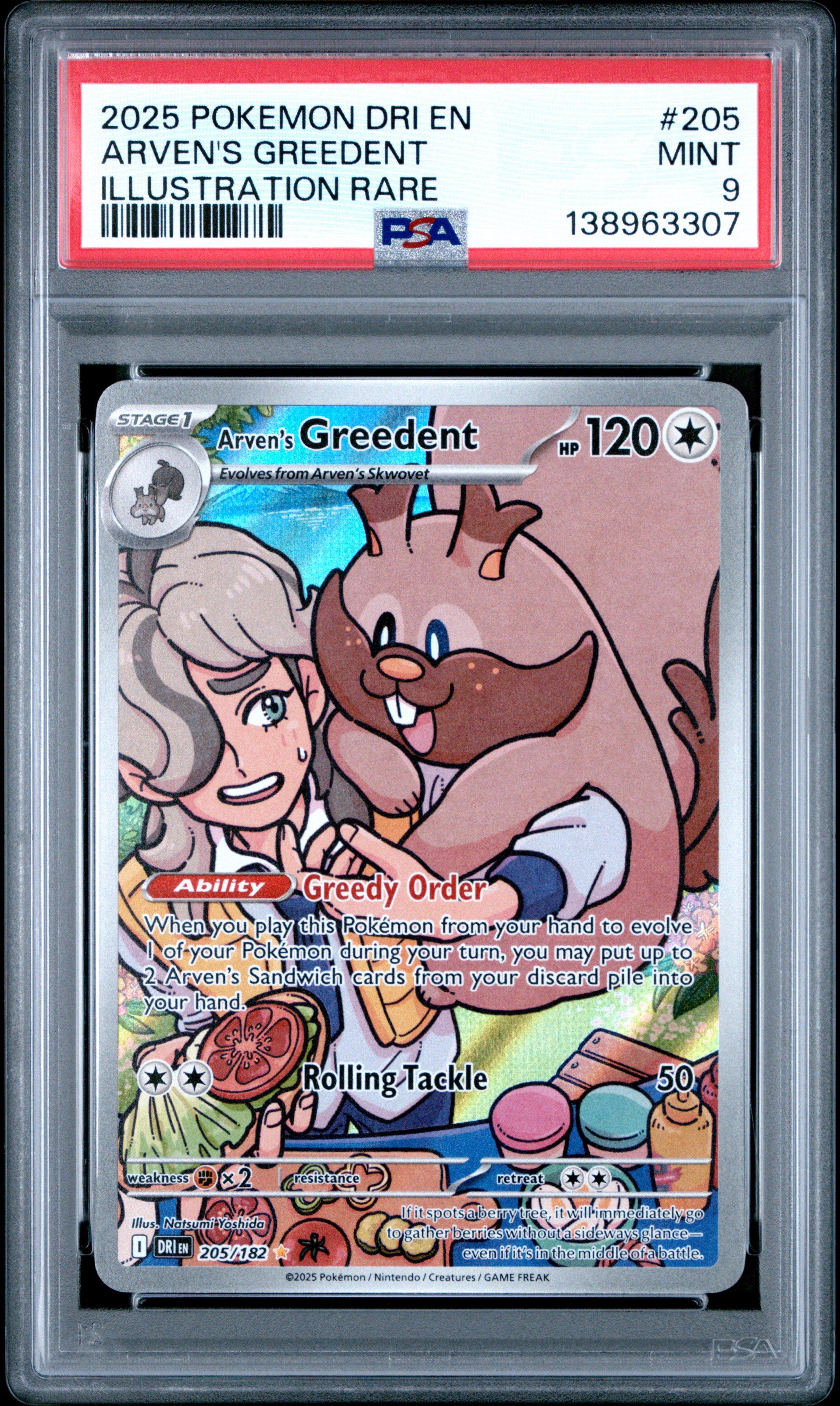 2025 Pokemon Dri En-destined Rivals 205 Arven's Greedent