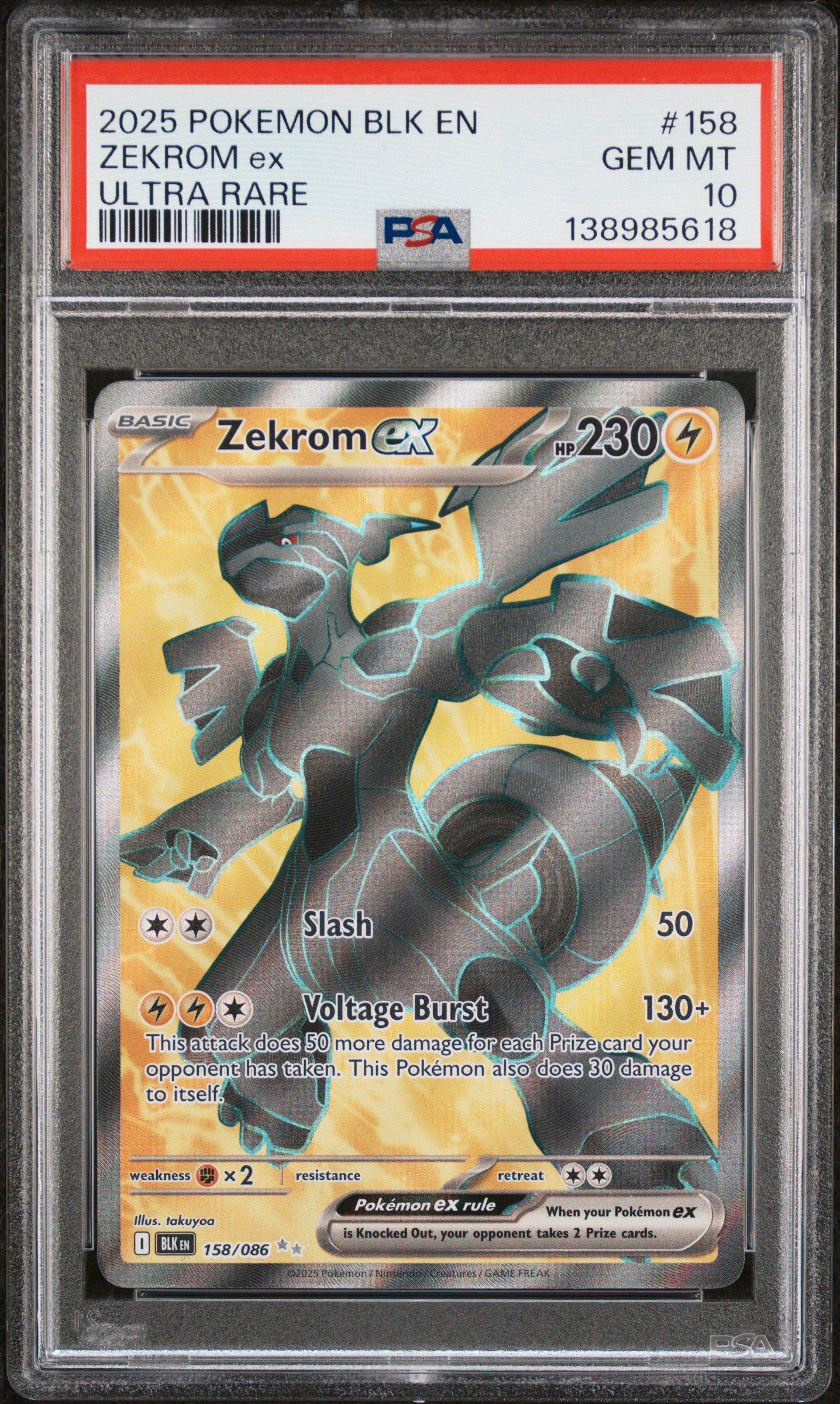2025 Pokemon Blk En-black Bolt 158 Zekrom Ex Ultra Rare PSA 10
