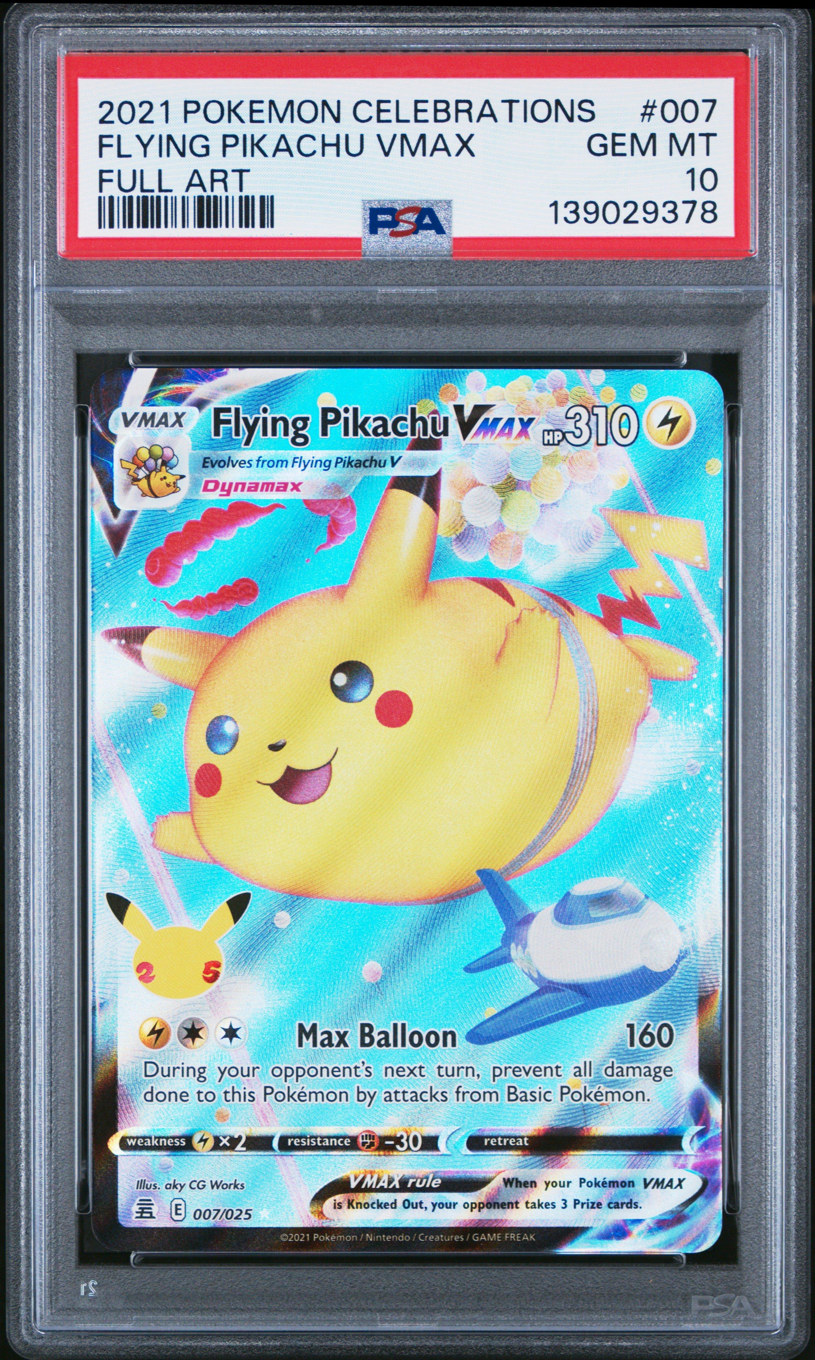 PSA10 そらをとぶピカチュウVMAX FLYING PIKACHU VMAX 2021 Pokemon Celebrations 007 Full Art/flying Pikachu Vmax PSA 10
