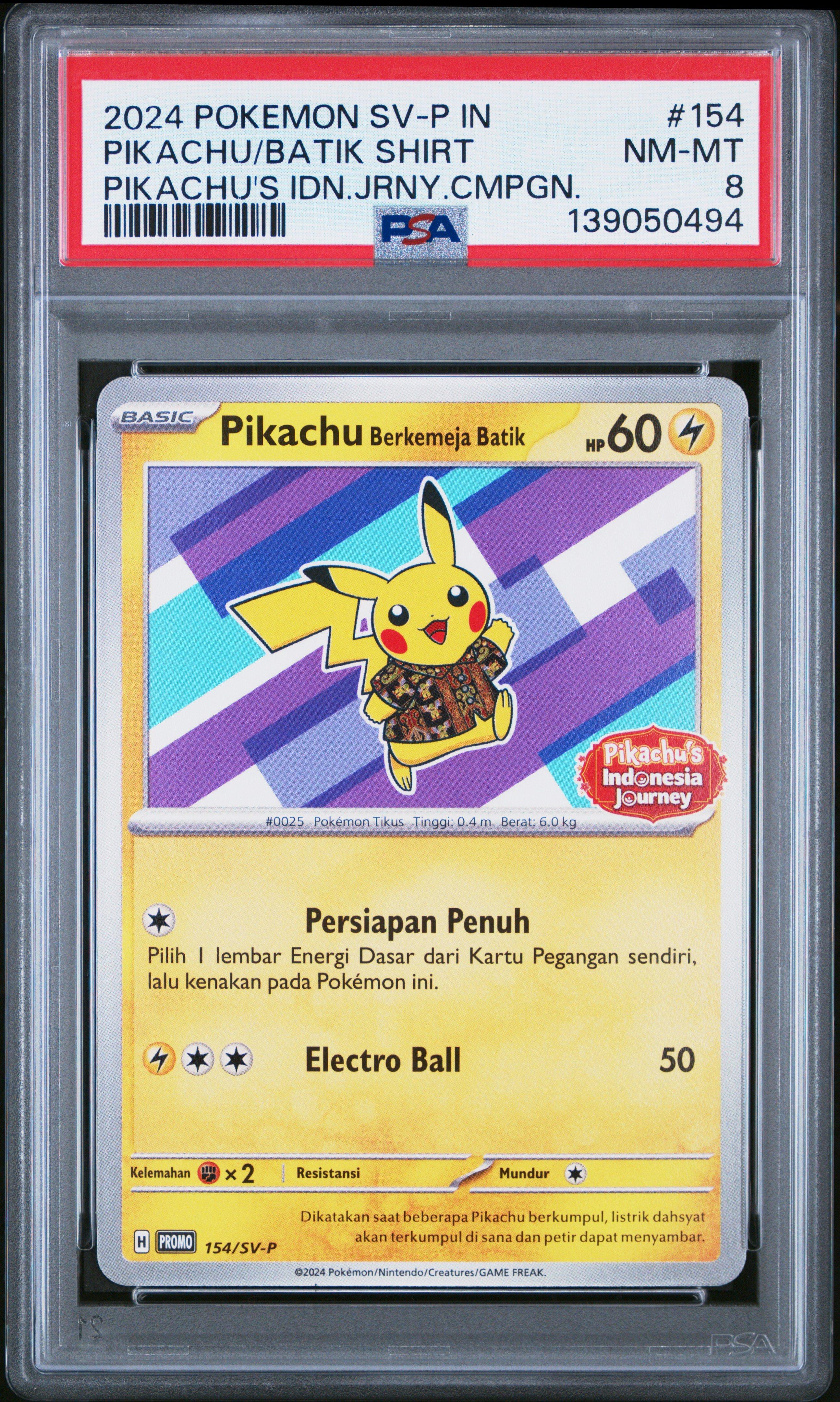 2024 Pokemon Indonesian Sv-p Promo 154 Pikachu In Batik Shirt