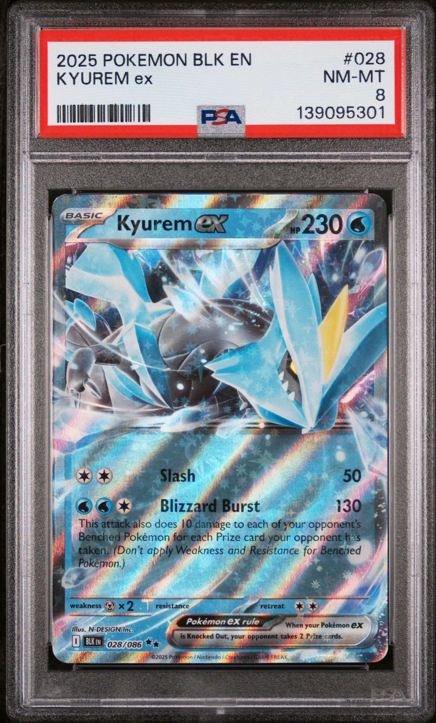 2025 Pokemon Blk En-black Bolt 028 Kyurem Ex PSA 8 Graded Card