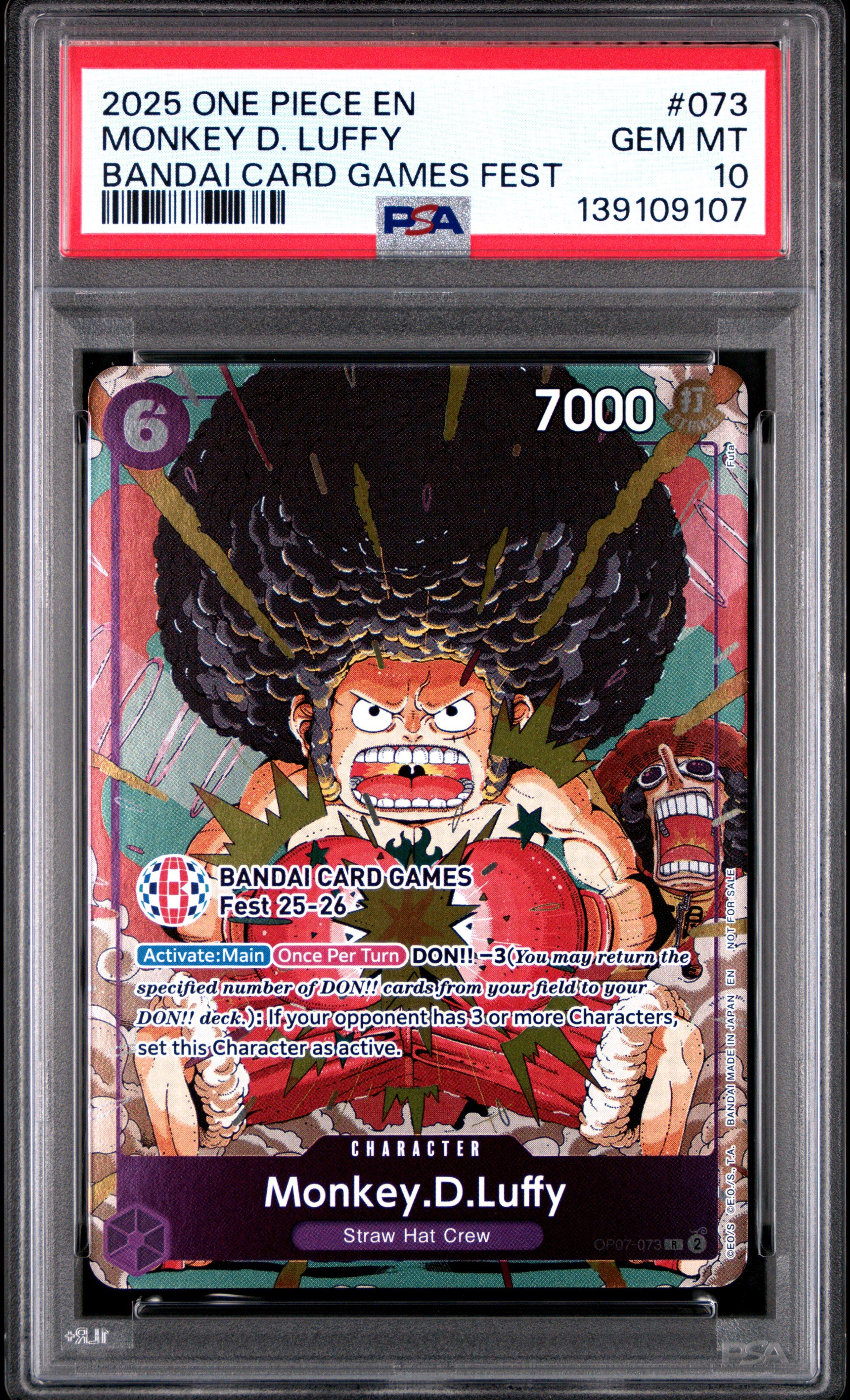 2025 One Piece Promos 073 Monkey D. Luffy Bandai Card Games Fest