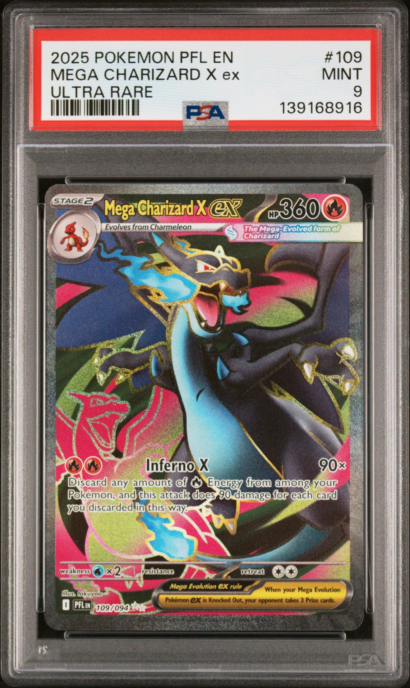 2025 Pokemon Pfl En-phantasmal Flames 109 Mega Charizard X Ex