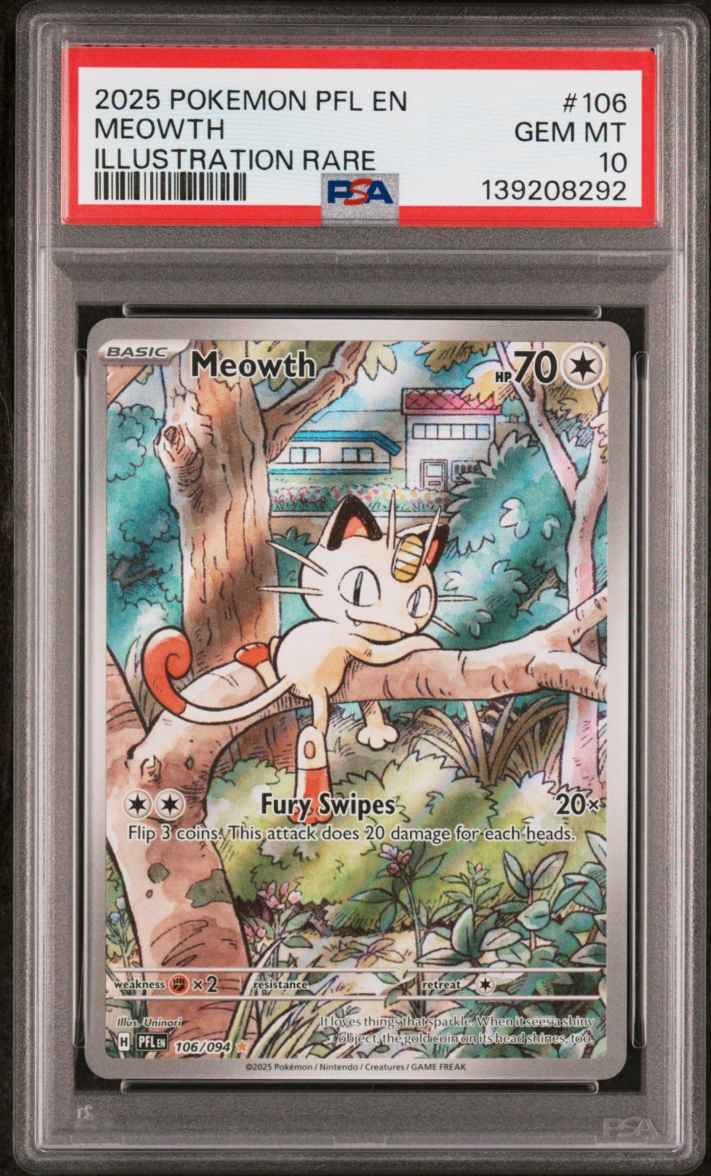2025 Pokemon Pfl En-phantasmal Flames 106 Meowth Illustration Rare