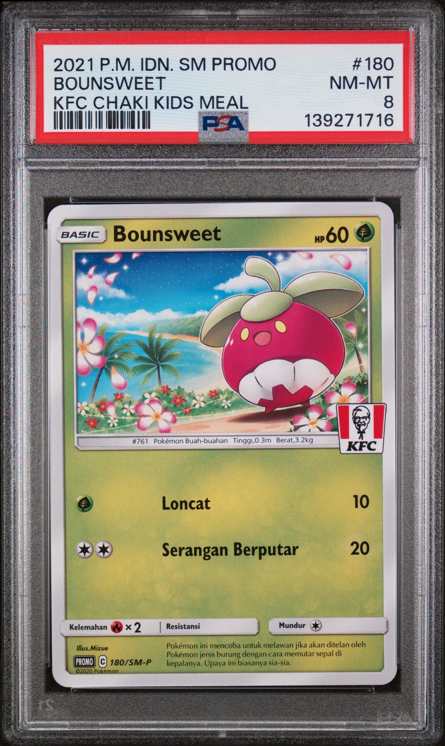 2021 Pokemon Indonesian Sm Promo 180 Bounsweet Kfc Chaki Kids Meal PSA 8  Graded Card | GameStop