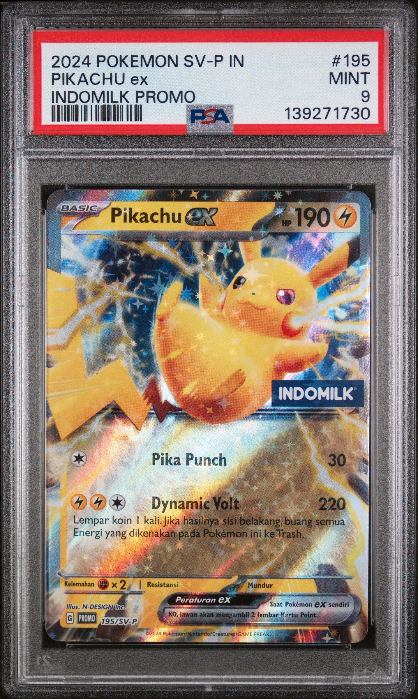 2024 Pokemon Indonesian Sv-p Promo 195 Pikachu Ex Indomilk Promo PSA 9  Graded Card | GameStop