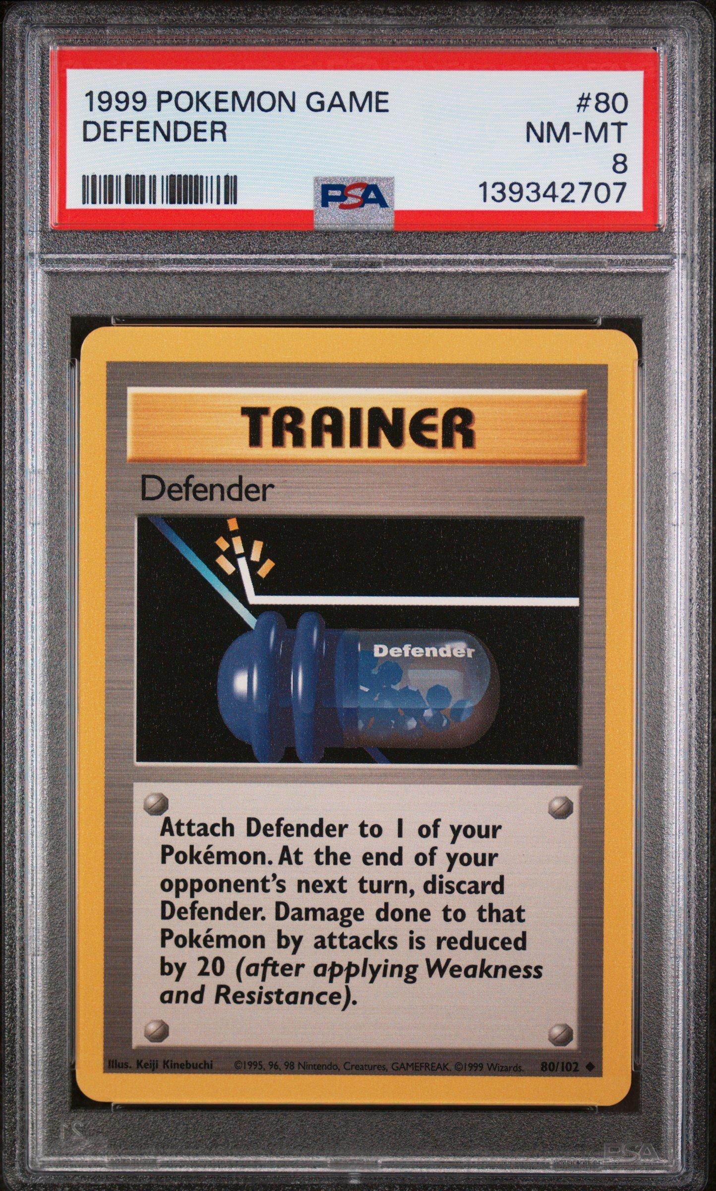 1999 Pokemon Game 80 Defender PSA 8