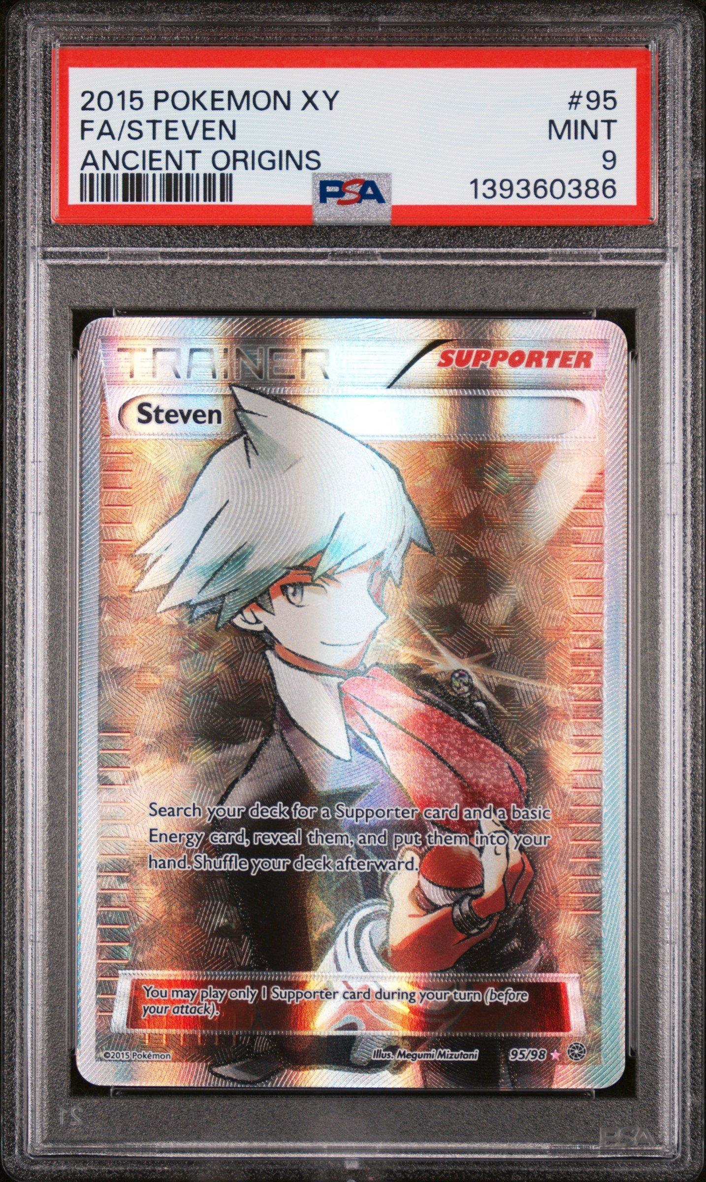 2015 Pokemon Xy Ancient Origins 95 Full Art/steven PSA 9