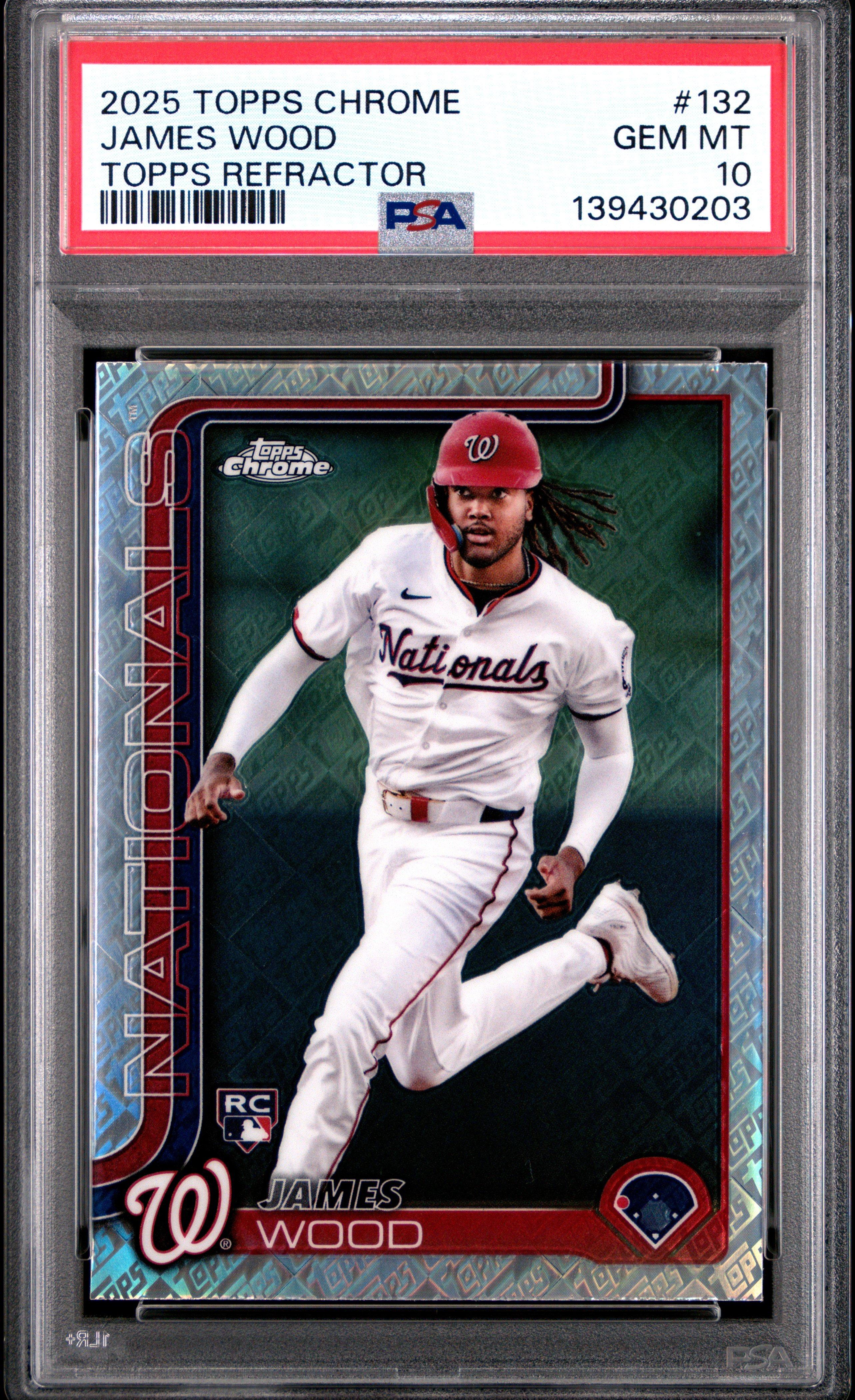 2025 Topps Chrome 132 James Wood Topps Refractor PSA 10 Graded 