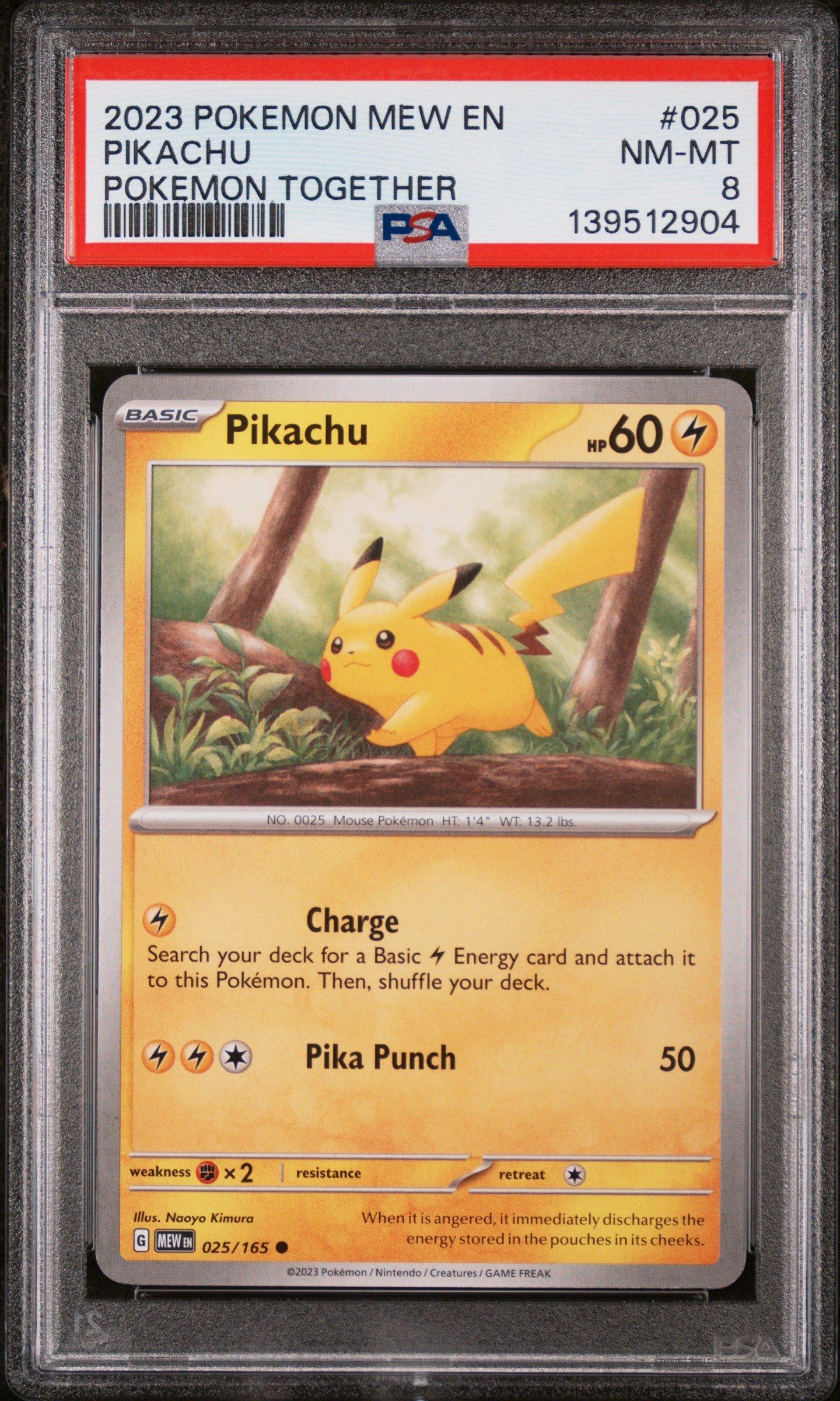 pikachu pokemon card value 2023 2023 Pokemon Mew En-151 025 Pikachu Pokemon Together PSA 8