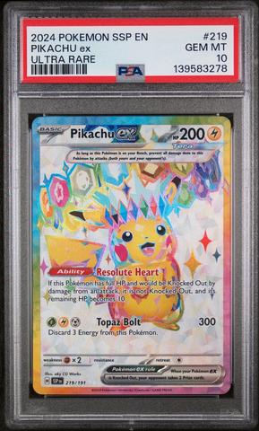 2024 Pokemon Ssp En-surging Sparks 219 Pikachu Ex Ultra Rare PSA