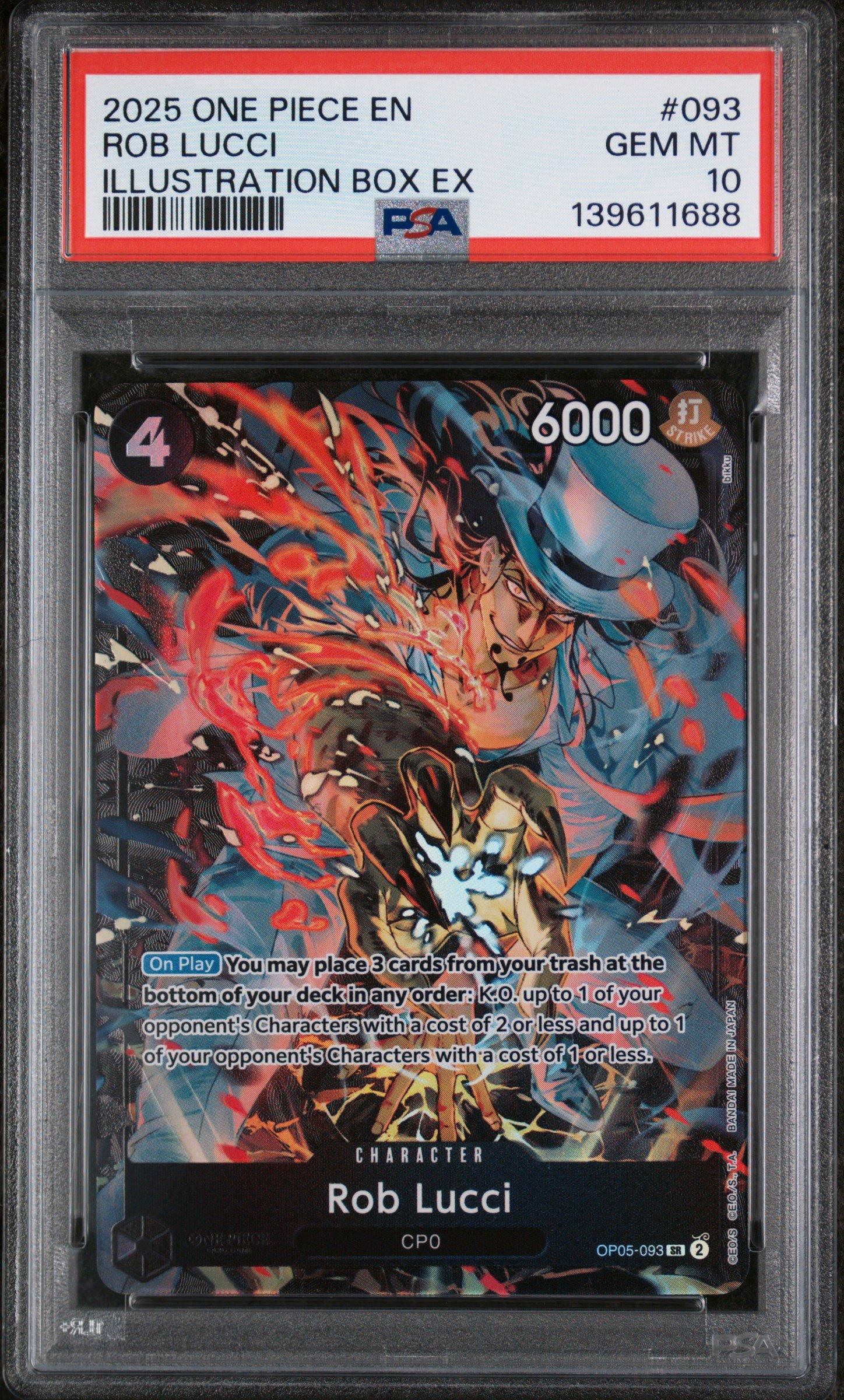 2025 One Piece Promos 093 Rob Lucci Illustration Box Ex PSA 10