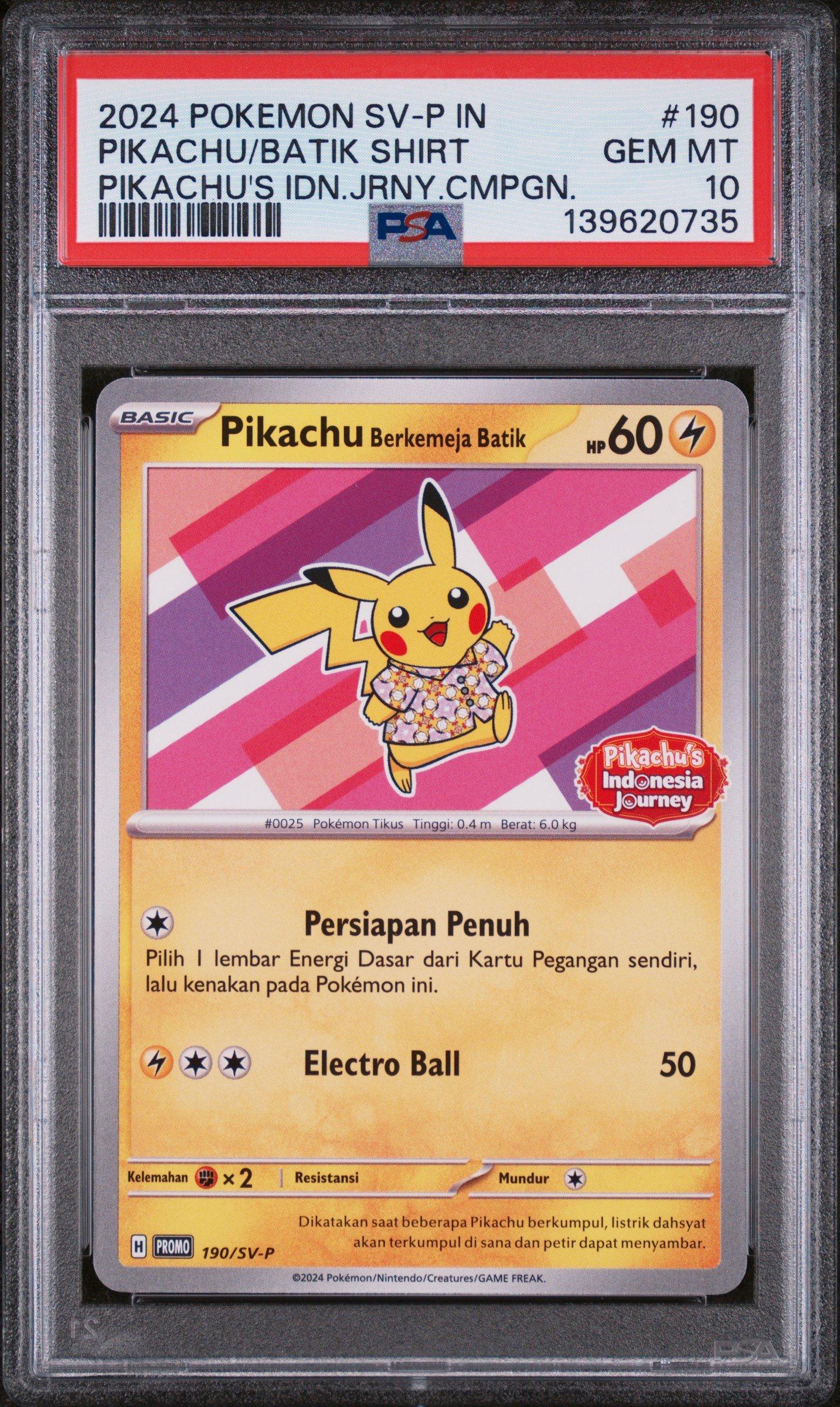 2024 Pokemon Indonesian Sv-p Promo 190 Pikachu In Batik Shirt