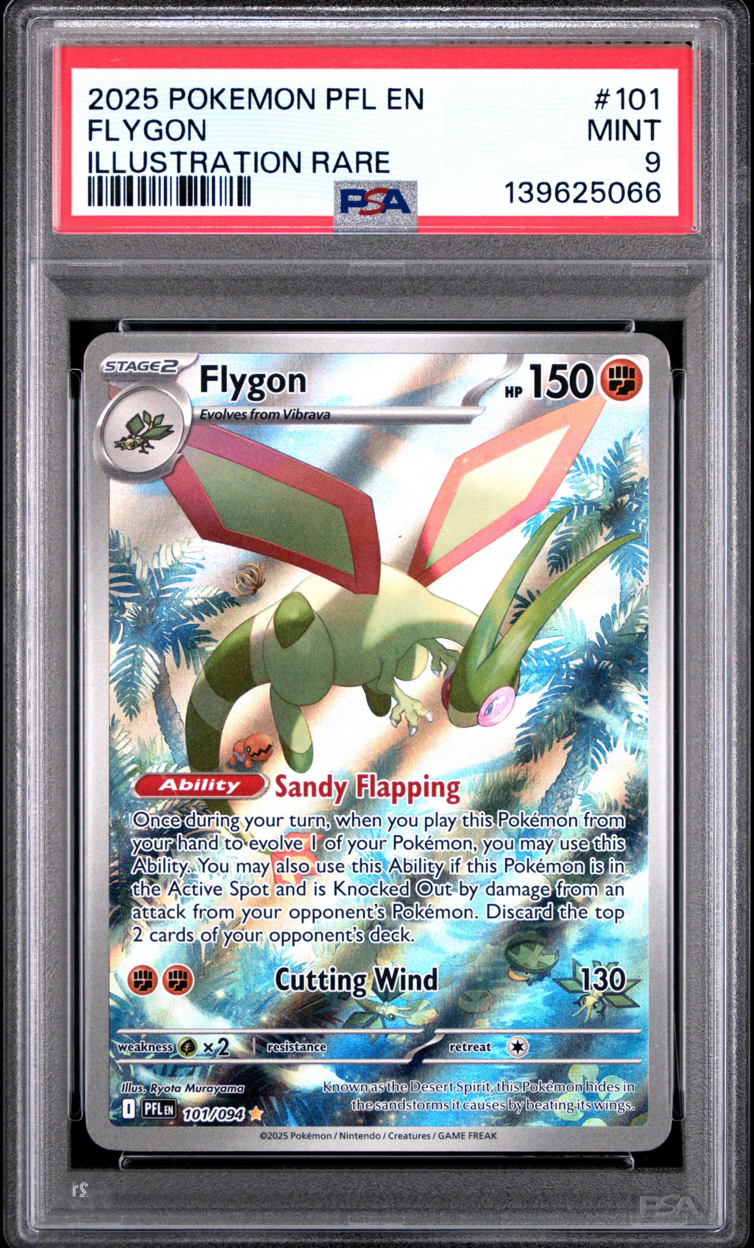 2025 Pokemon Pfl En-phantasmal Flames 101 Flygon Illustration Rare PSA