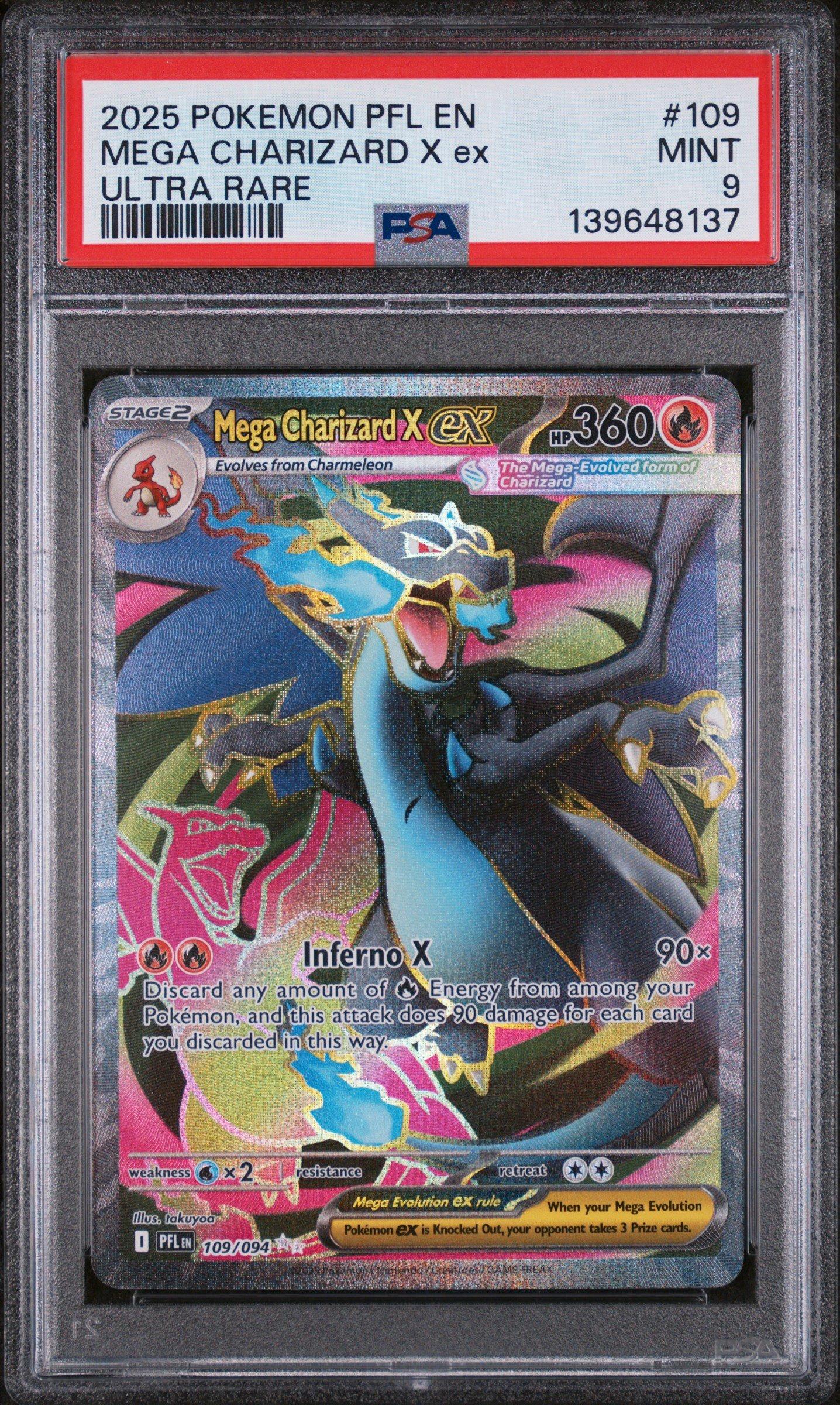 2025 Pokemon Pfl En-phantasmal Flames 109 Mega Charizard X Ex