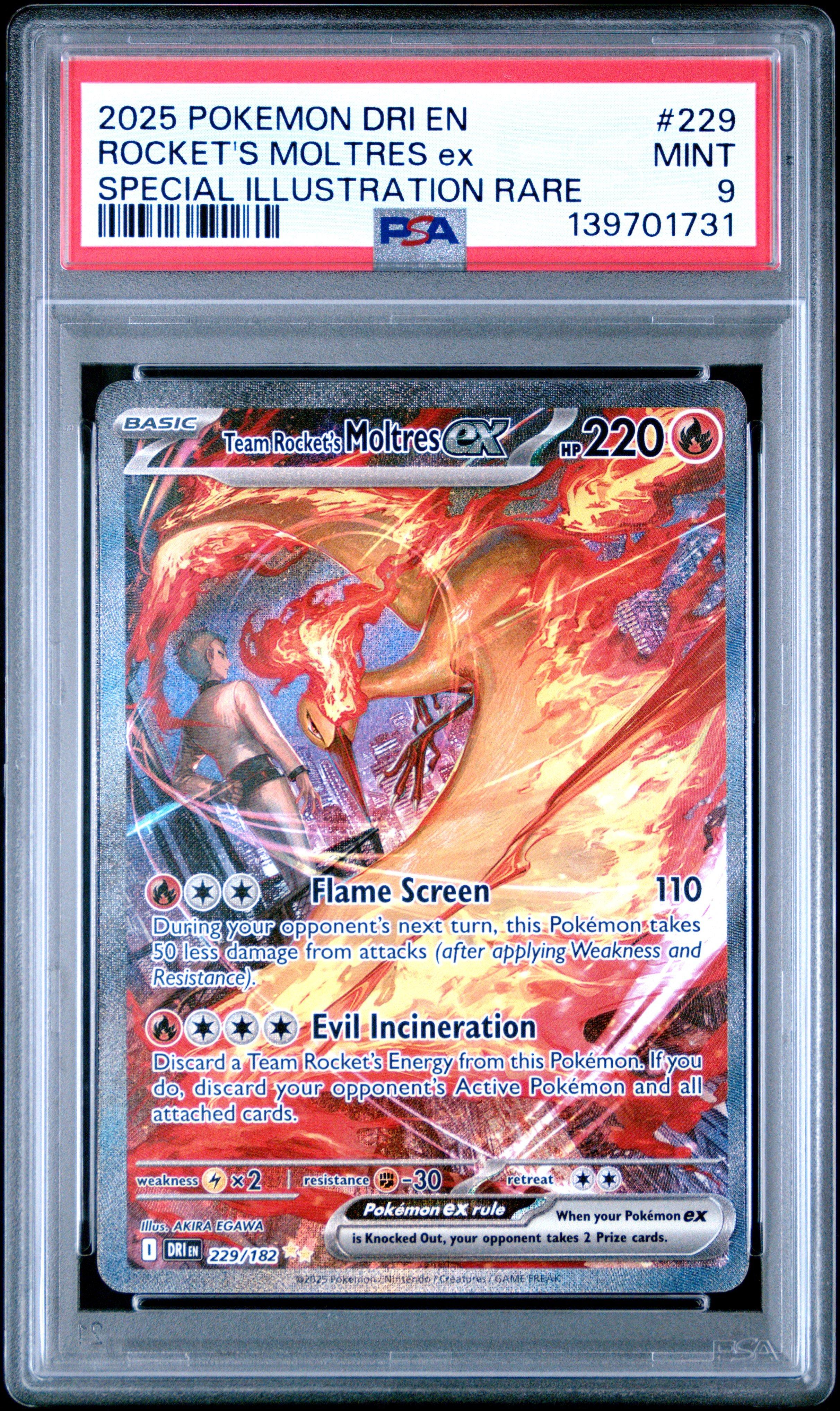 2025 Pokemon Dri En-destined Rivals 229 Team Rocket's Moltres Ex