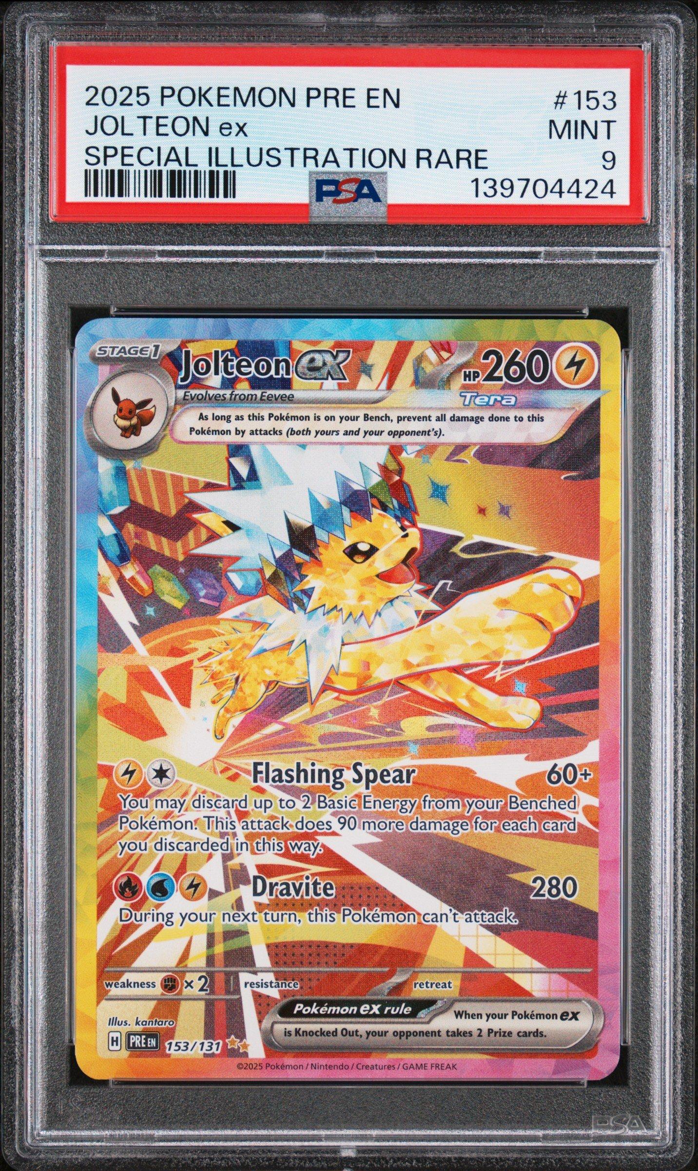 jolteon pokemon card ex 2025 Pokemon Pre En-prismatic Evolutions 153 Jolteon Ex Special  Illustration Rare PSA 9 Graded Card
